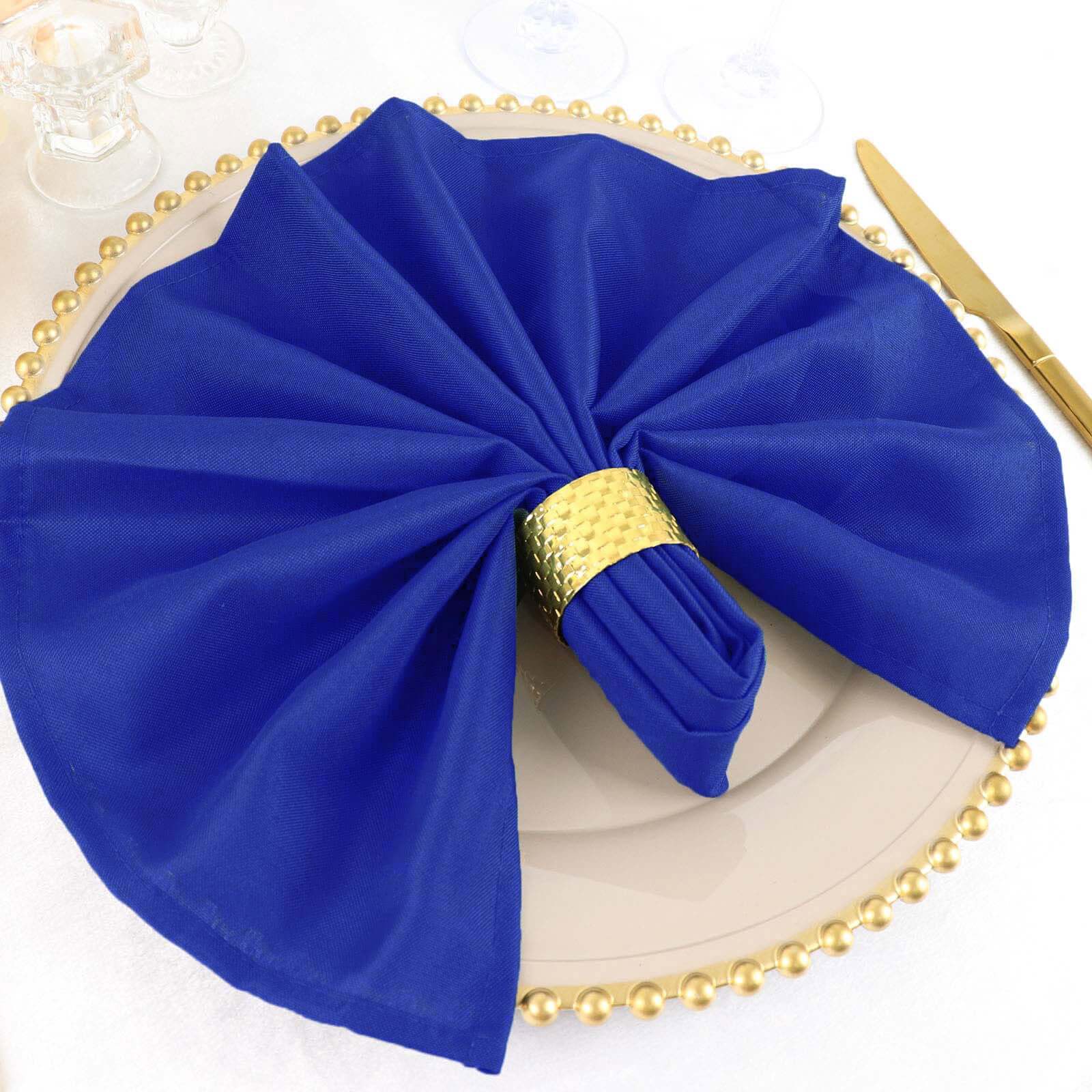 5 Pack Polyester 20"x20" Napkins Royal Blue - Wrinkle Resistant & Easy Care Cloth Napkins