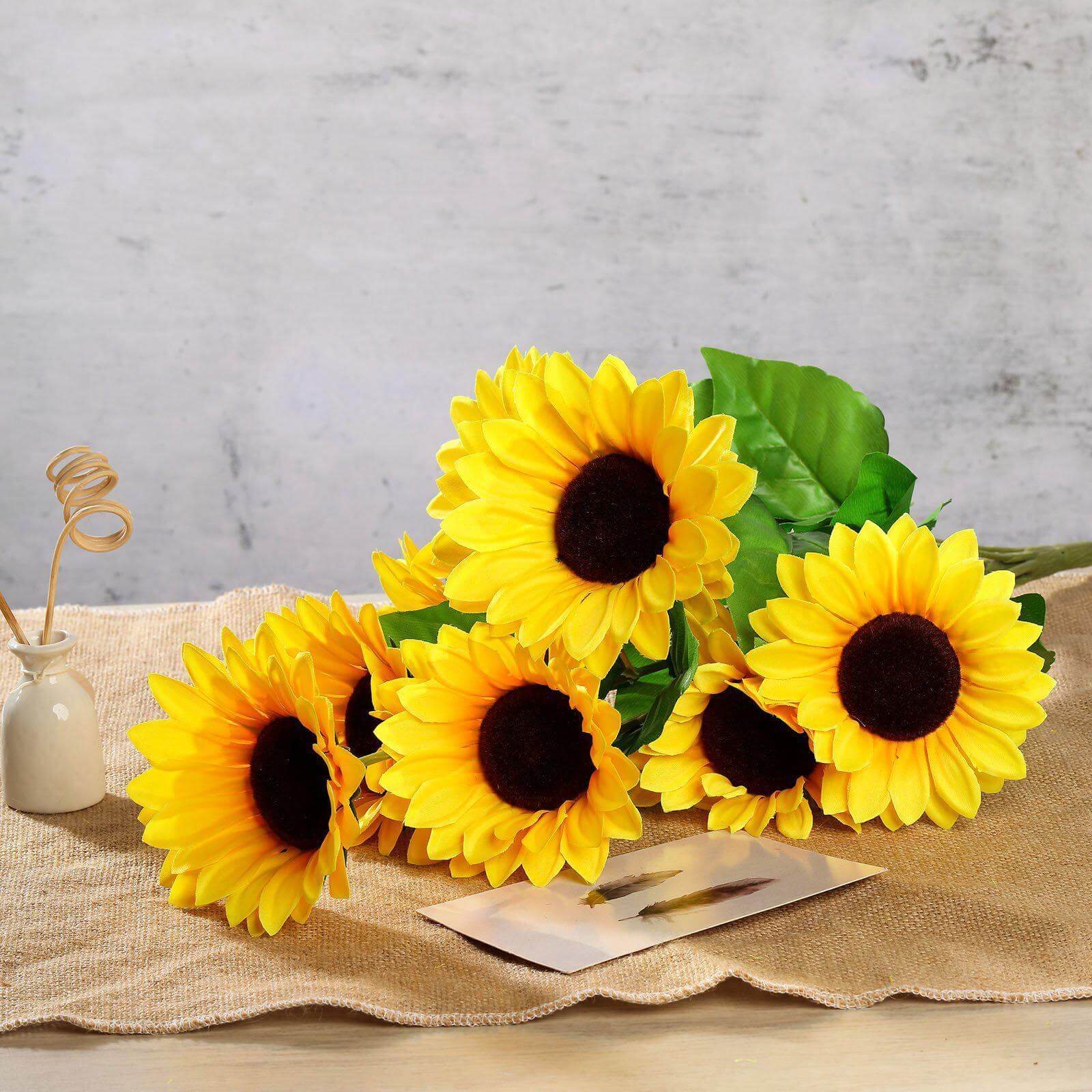 5 Bushes 45 Large Yellow Artificial Silk Blossomed Sunflowers