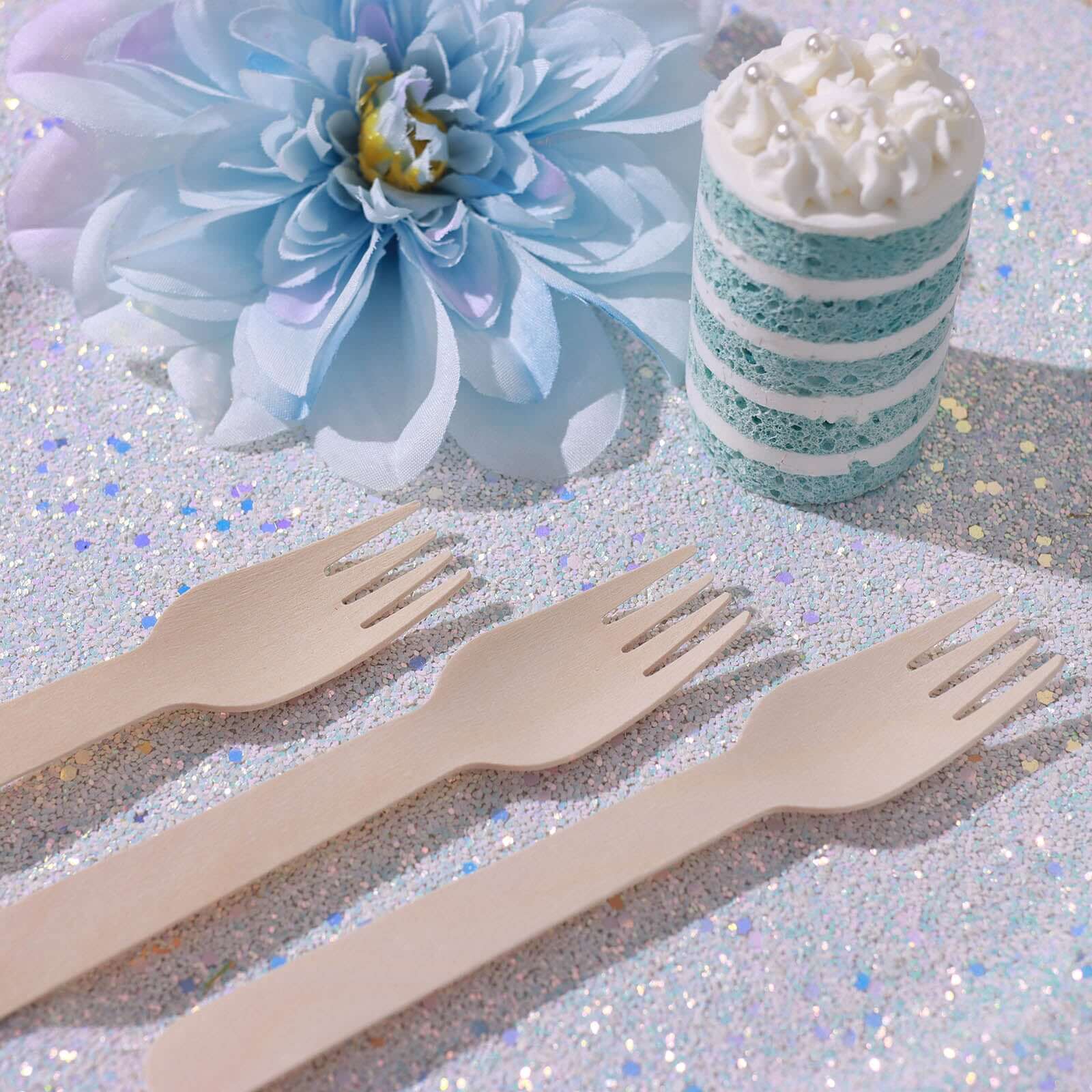 100-Pack Birchwood Forks Natural - Eco Friendly Biodegradable Wooden Utensils for Rustic Themes & Outdoor Parties 6"