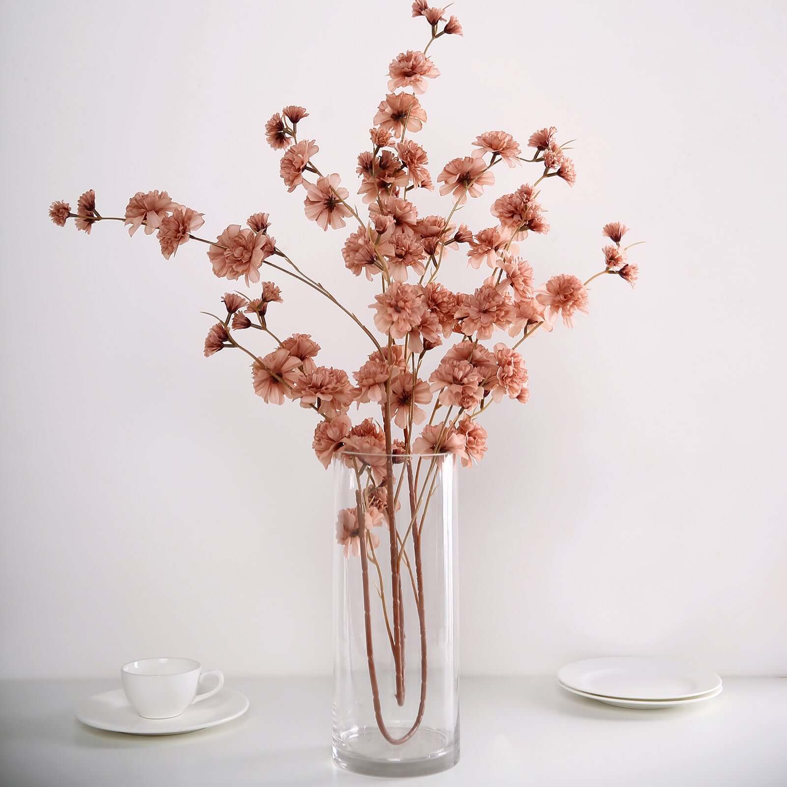 2 Branches 42" Tall Dusty Rose Artificial Silk Carnation Flower Stems