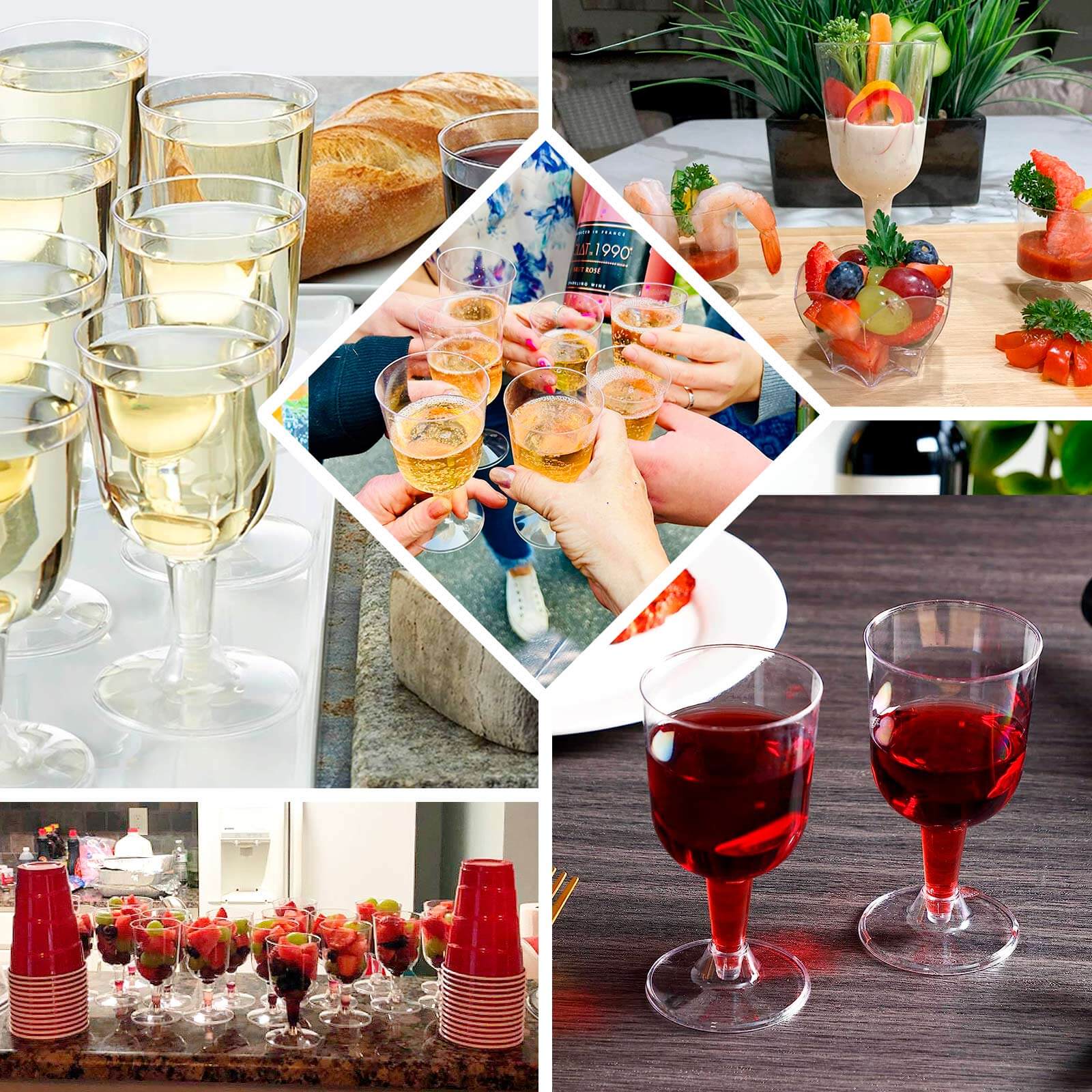 20-Pack Plastic Wine Glasses Short Stem Crystal Collection Clear - Stylish Disposable Glasses for Wine 6oz