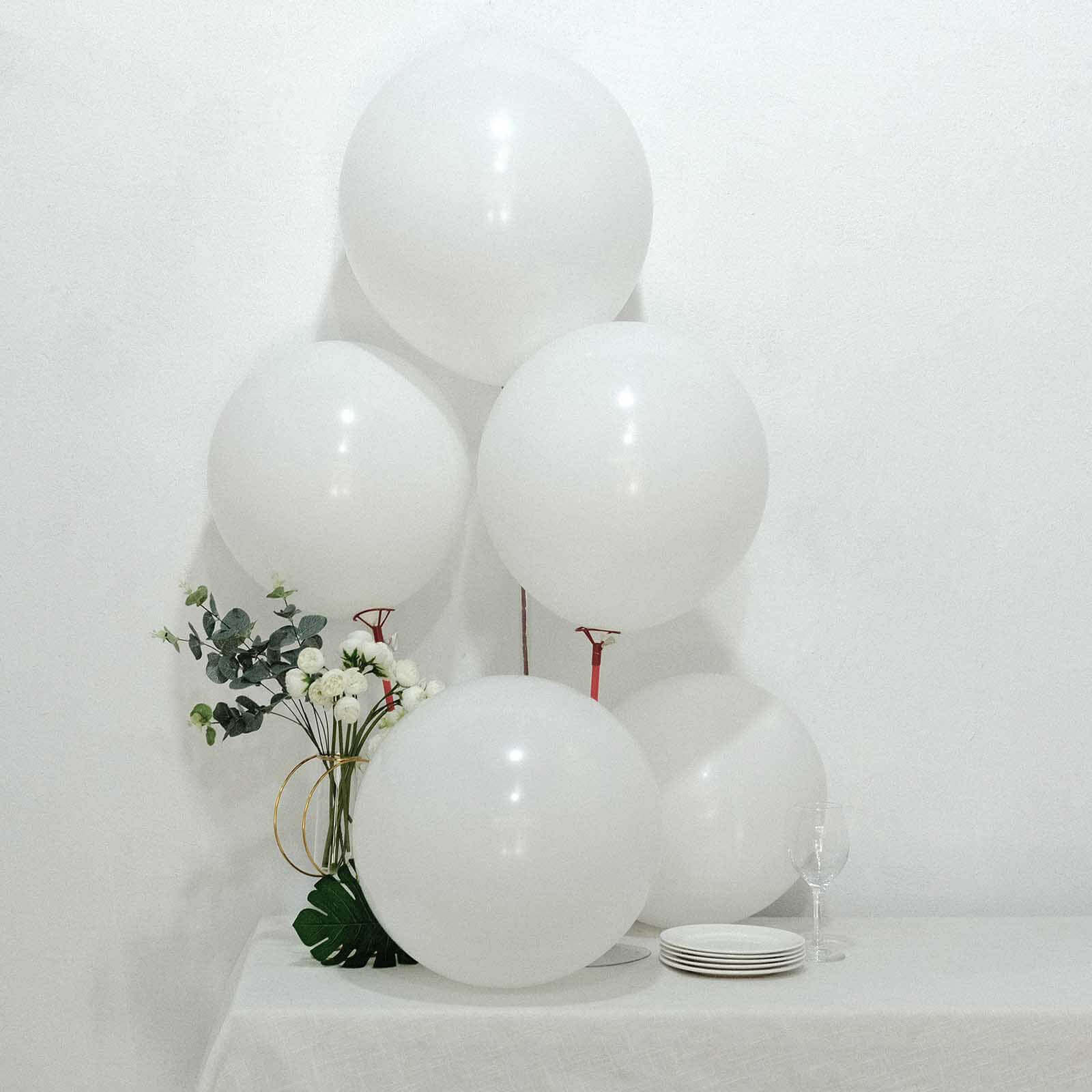 10 Pack 18" Matte Pastel White Helium or Air Latex Party Balloons