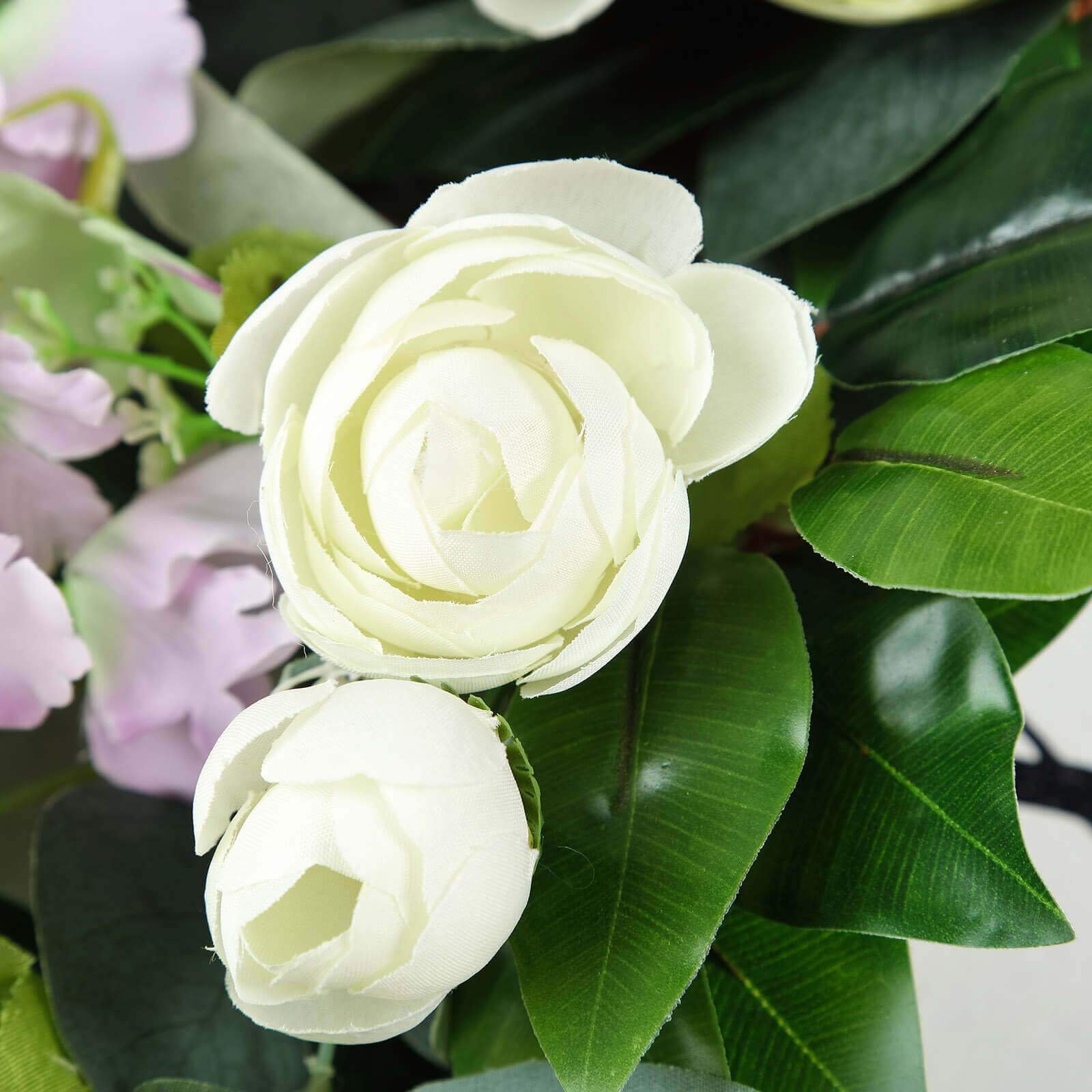 40" Artificial Eucalyptus Willow Leaf Ranunculus Flower Garland Vine