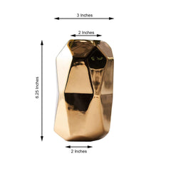 2-Pack Ceramic Cylinder Vases Metallic Gold Geometric - Stylish Modern Decor for Floral Arrangements 6"