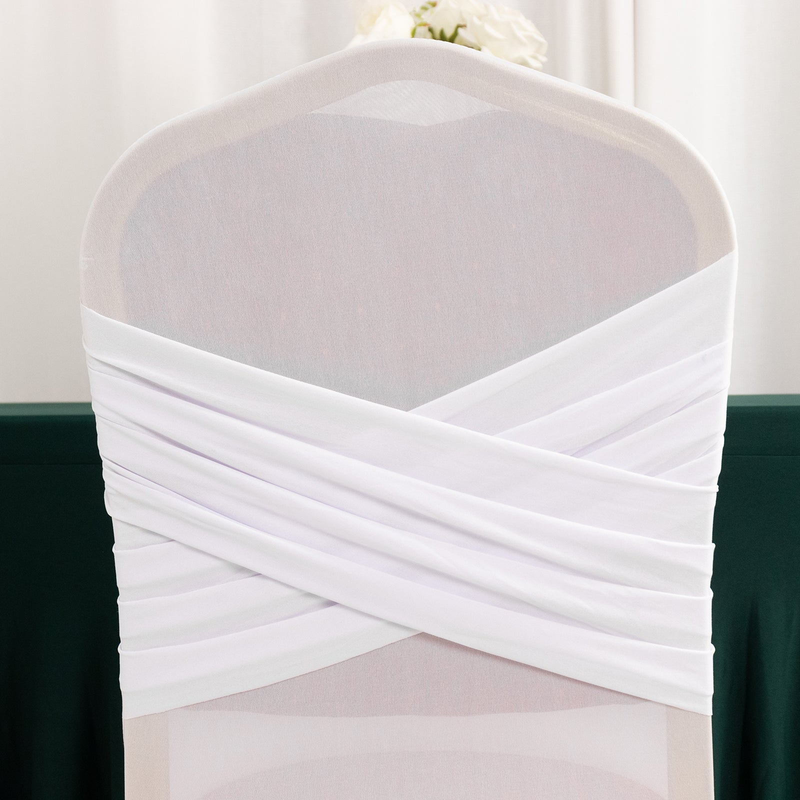 Spandex Chair Cover Madrid Style for Banquet Chairs White - Stylish Stretch 180GSM Fitted Slipcover for Weddings