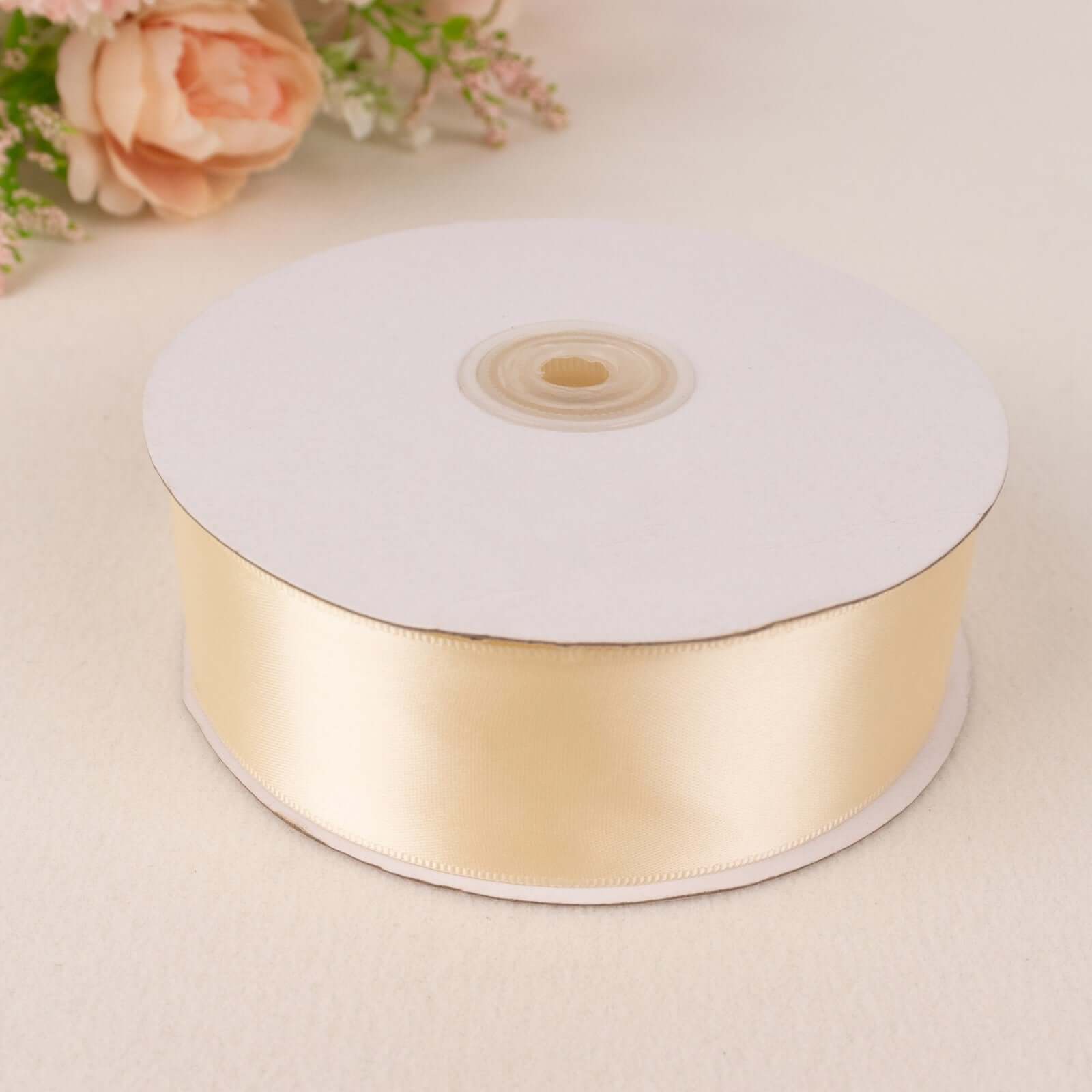 50 Yards 1.5" Ivory Single Face Decorative Satin Ribbon