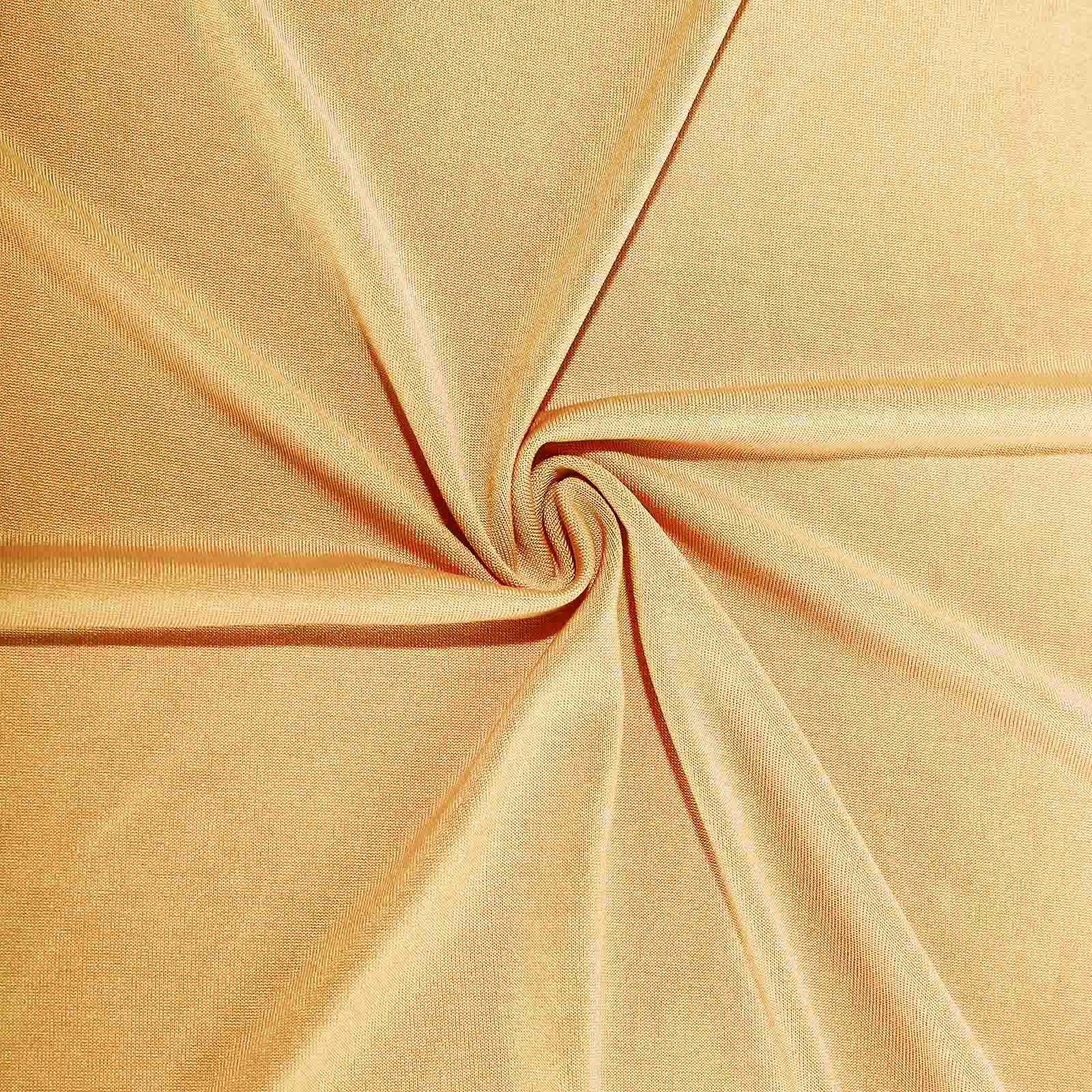 Spandex 24"-32" Round Cocktail Table Cover Champagne - Easy to Maintain Stretch Fitted Highboy Tablecloth