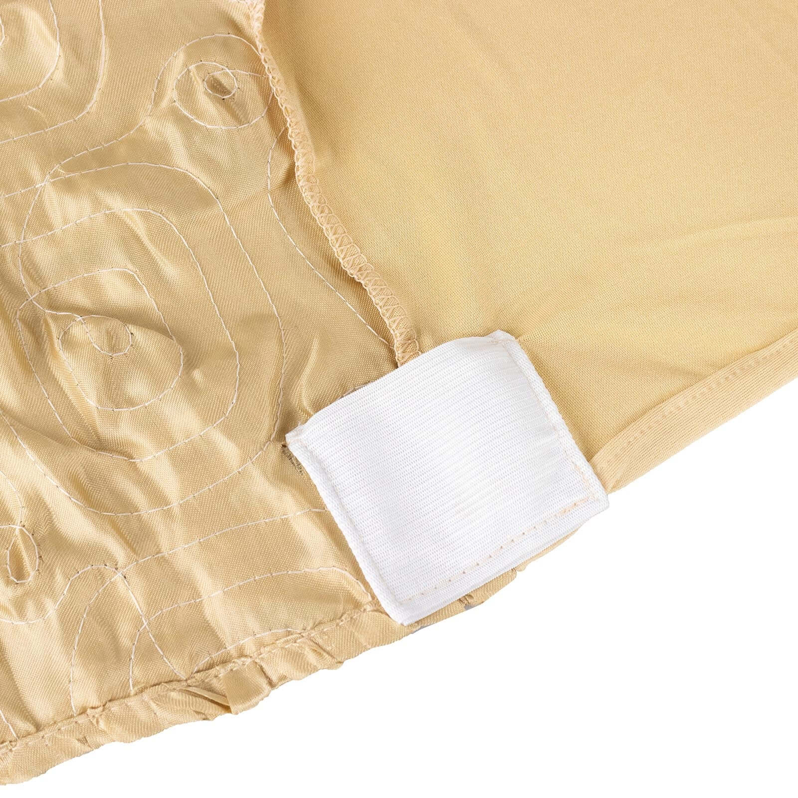 Satin Rosette Chair Cover for Banquet Chairs Champagne - Stretch Fitted Slip-On Slipcover