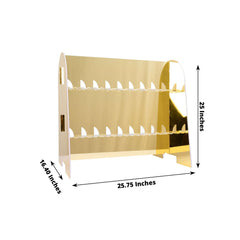 2-Tier Champagne Glass Holder Display Stand Table Top in Gold Mirror Finish - Modern Stemware Rack Cocktail Drink Holder with 18 Hooks for Events & DIY Bars 25"
