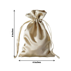 12 Pack 4"x6" Champagne Satin Drawstring Wedding Party Favor Gift Bags