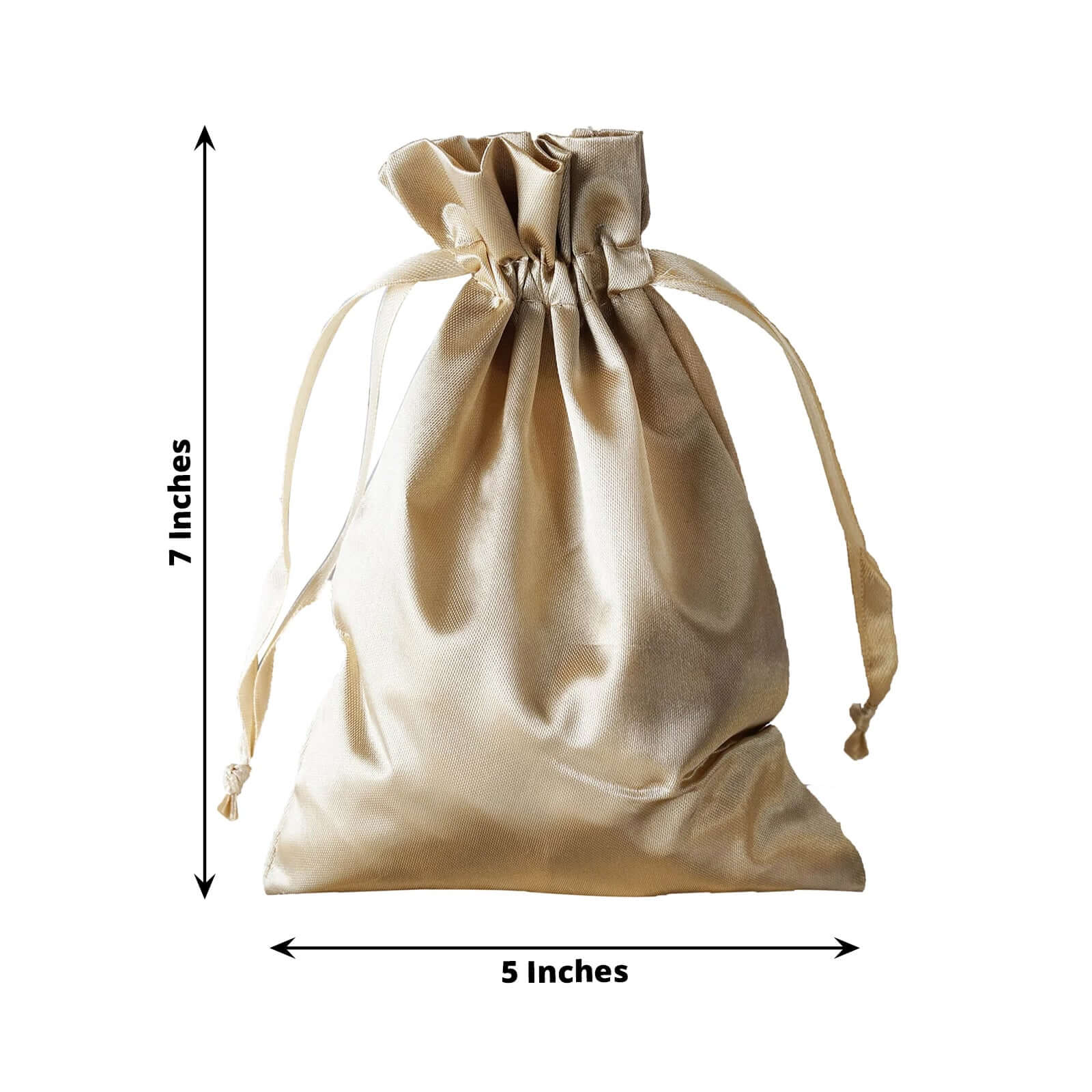 12 Pack 5"x7" Champagne Satin Drawstring Wedding Party Favor Gift Bags