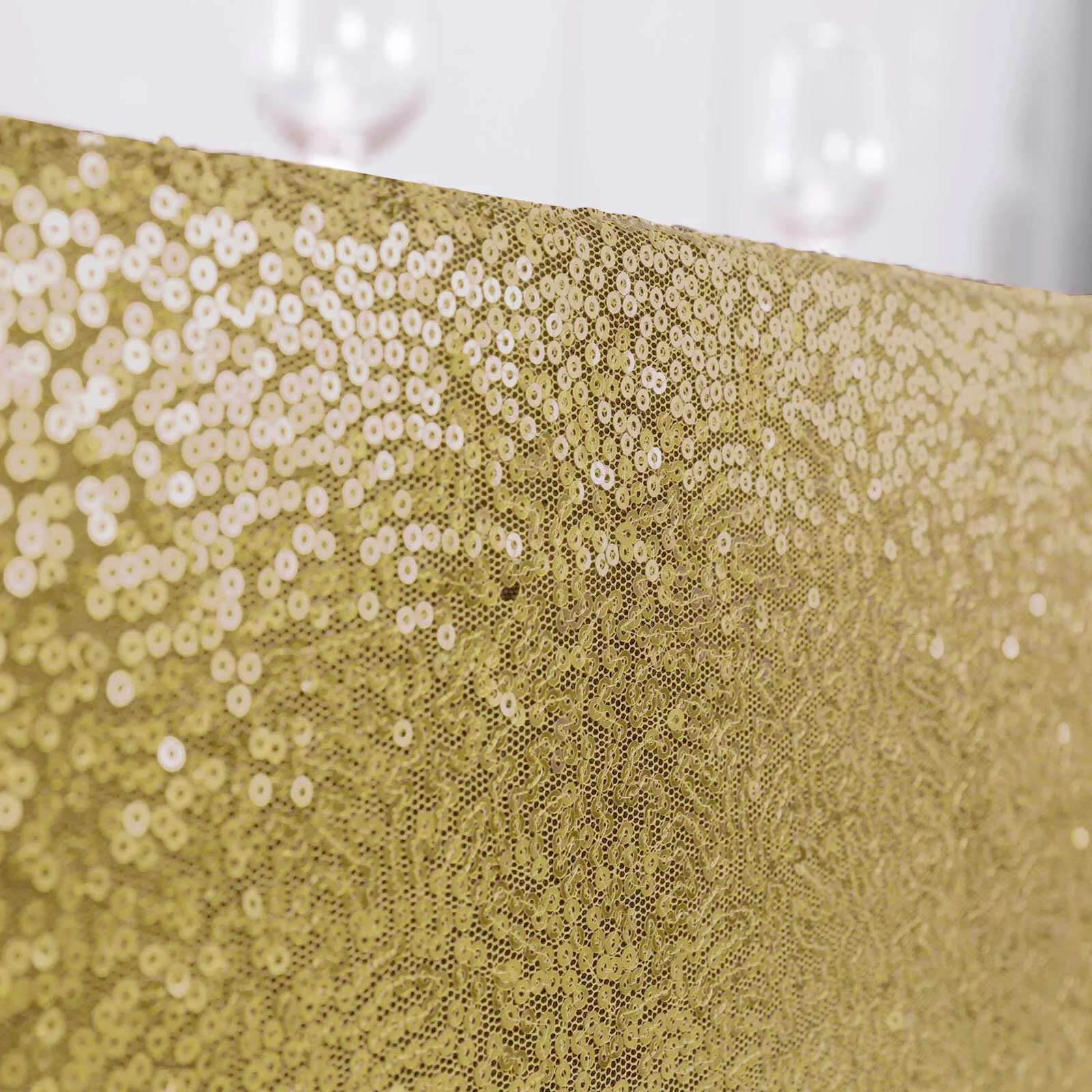 Sequin 90"x156" Rectangle Tablecloth Champagne - Seamless Twinkling Table Cover
