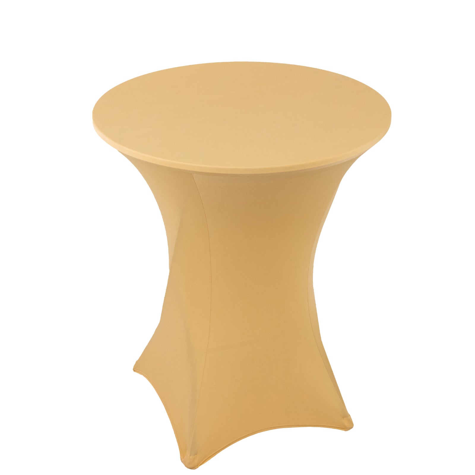 Spandex 33"-36" Round Cocktail Table Cover Champagne - Easy to Maintain Stretch Fitted Highboy Tablecloth