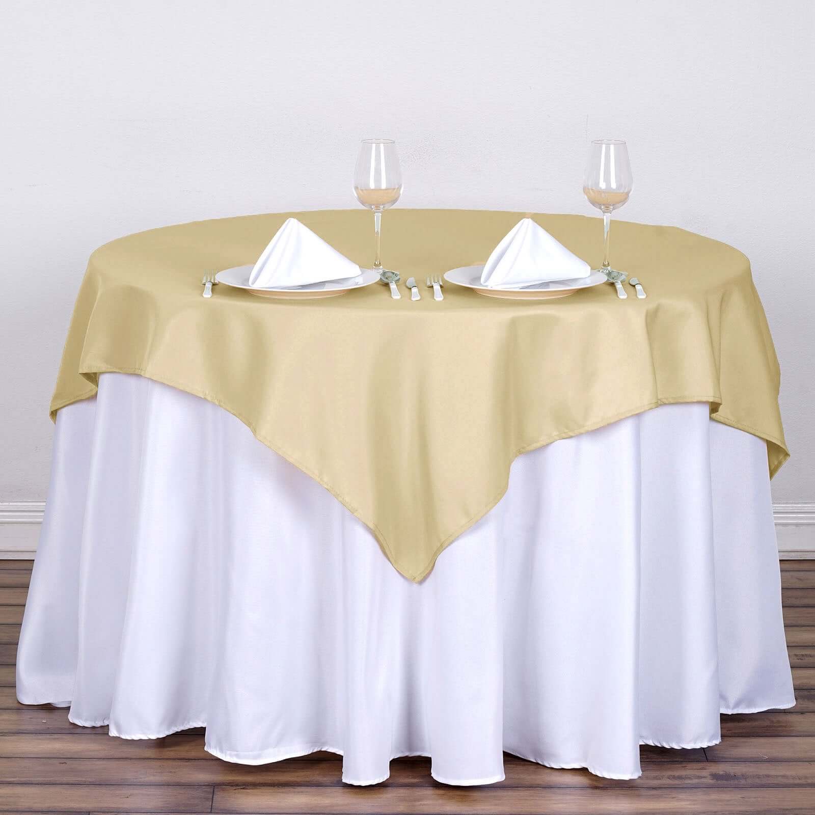 Polyester Square 54"x54" Tablecloth Champagne - Wrinkle-Resistant & Durable Table Cover