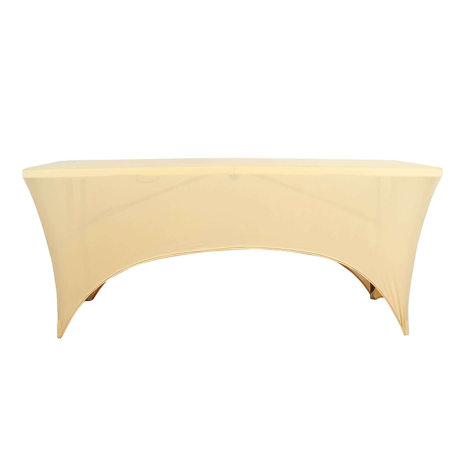 Stretch Spandex 6ft Rectangle Tablecloth Champagne - Durable Form-Fitting Table Cover