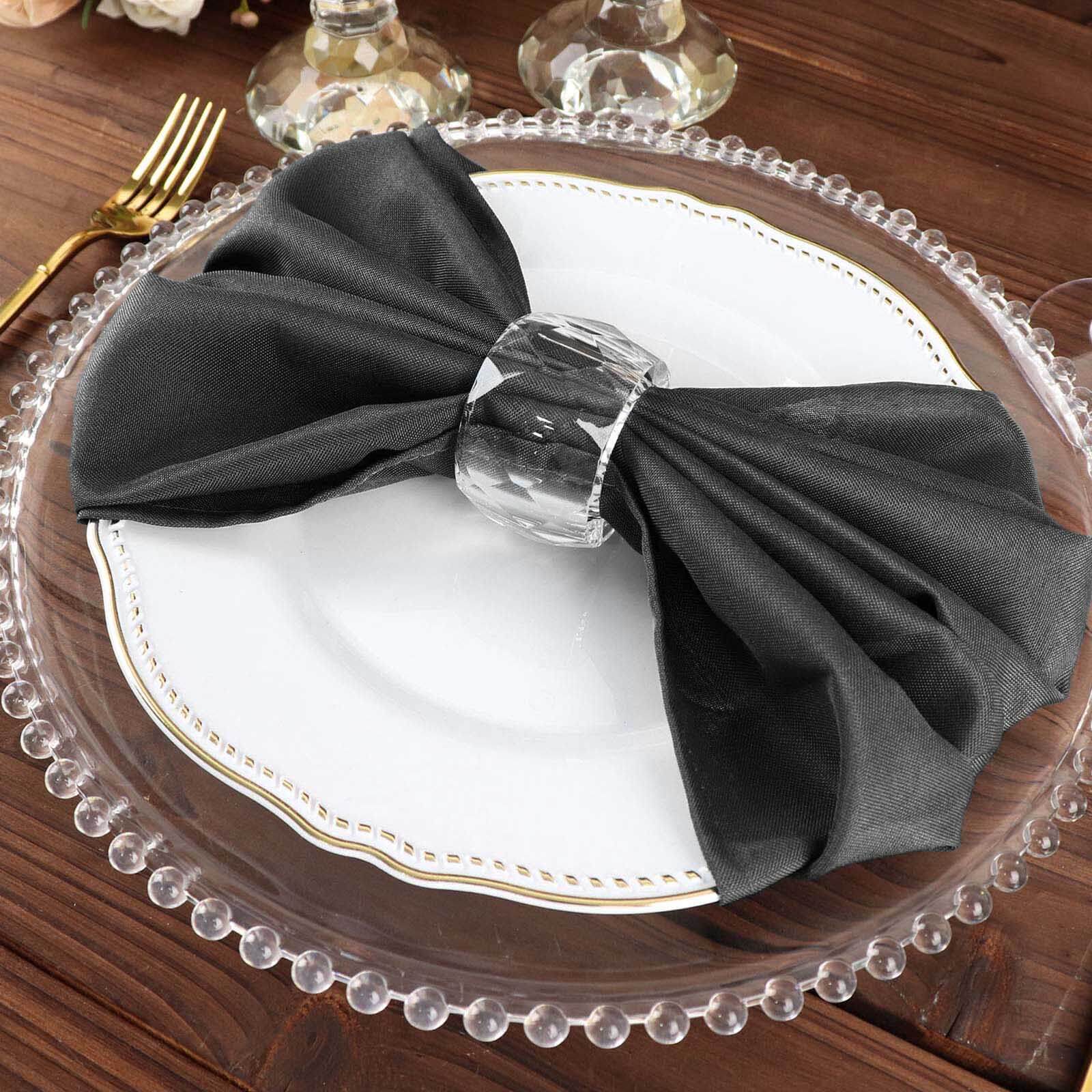 5 Pack Polyester 20"x20" Napkins Charcoal Gray - Wrinkle Resistant & Easy Care Cloth Napkins