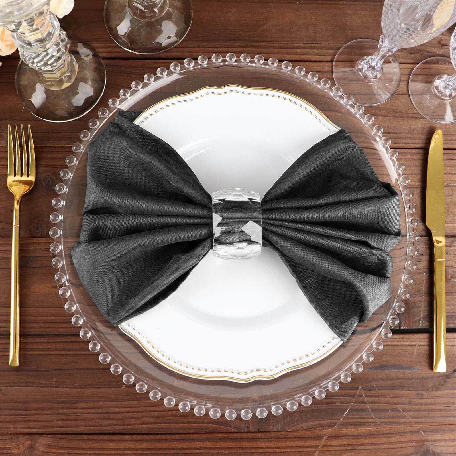 5 Pack Polyester 20"x20" Napkins Charcoal Gray - Wrinkle Resistant & Easy Care Cloth Napkins