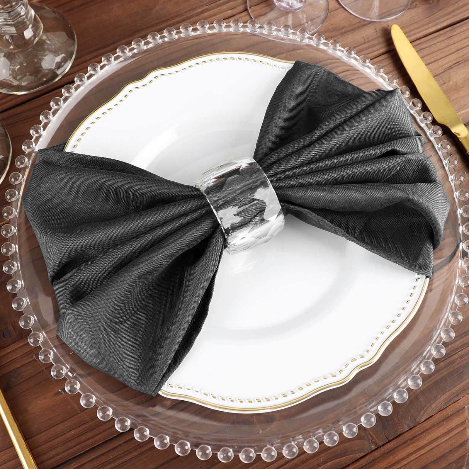 5 Pack Polyester 20"x20" Napkins Charcoal Gray - Wrinkle Resistant & Easy Care Cloth Napkins