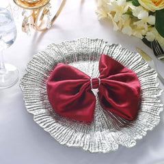 6-Pack Acrylic Plastic Round Charger Plates 13" in Silver with Reef Design, Dinner Charger Tableware