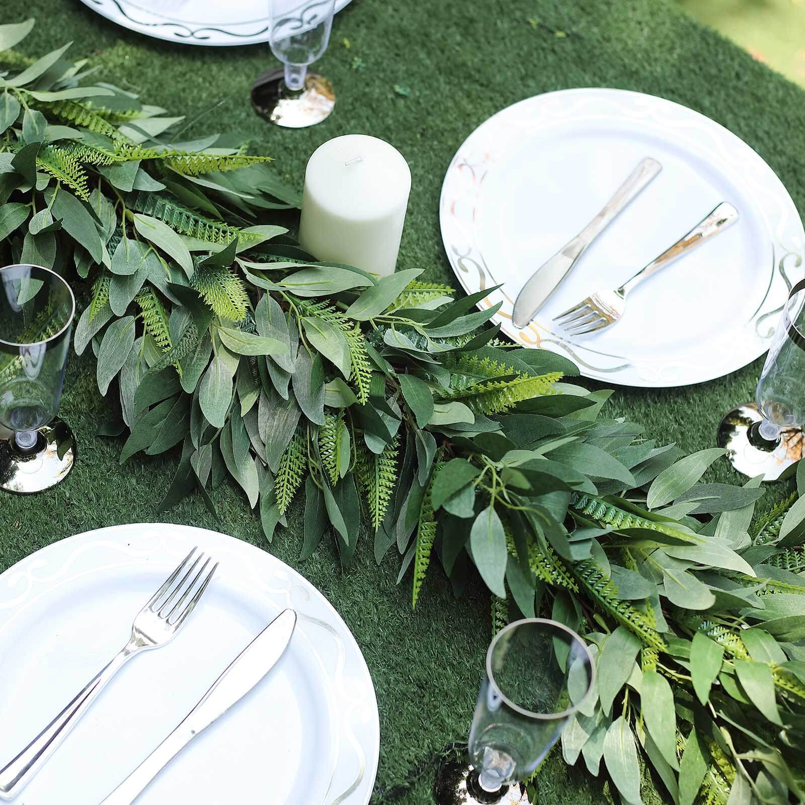 4ft Real Touch Green Artificial Willow and Frond Leaves Garland Vine