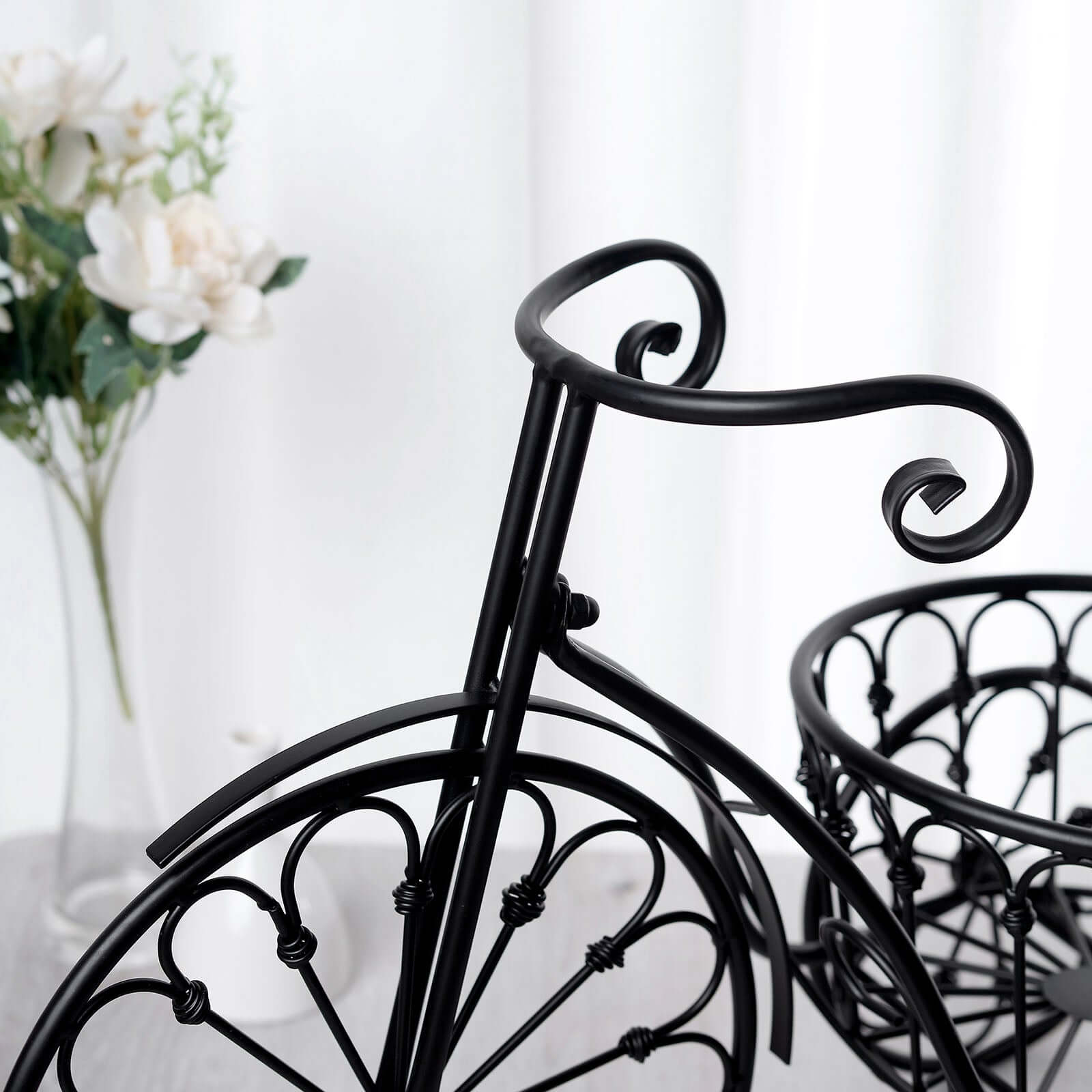 Tricycle Planter Basket Black Decorative Design - Metal Indoor/Outdoor Plant Stand 22"