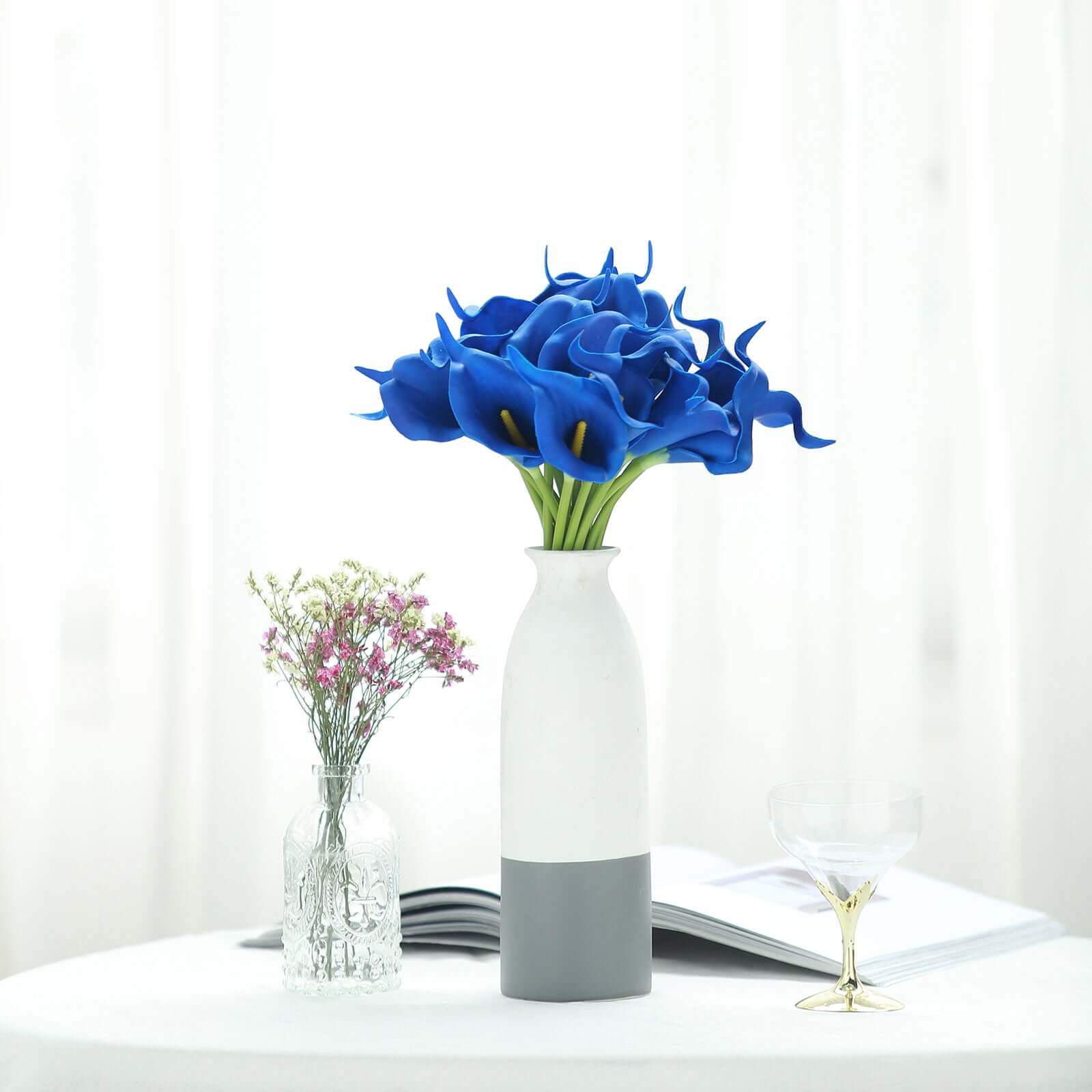 20 Stems 14" Royal Blue Artificial Poly Foam Calla Lily Flowers