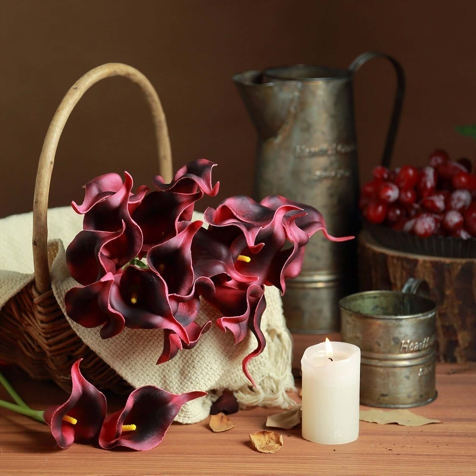 20 Stems 14" Burgundy Artificial Poly Foam Calla Lily Flowers