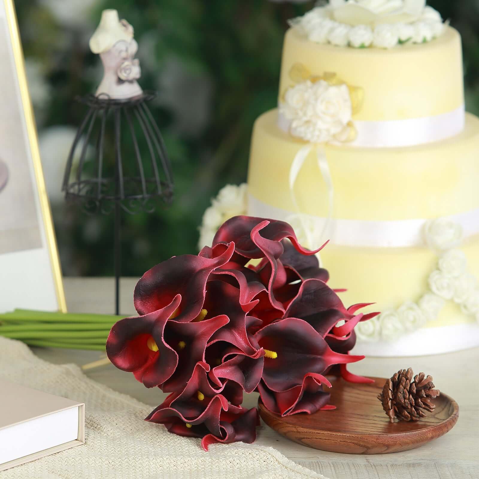 20 Stems 14" Burgundy Artificial Poly Foam Calla Lily Flowers