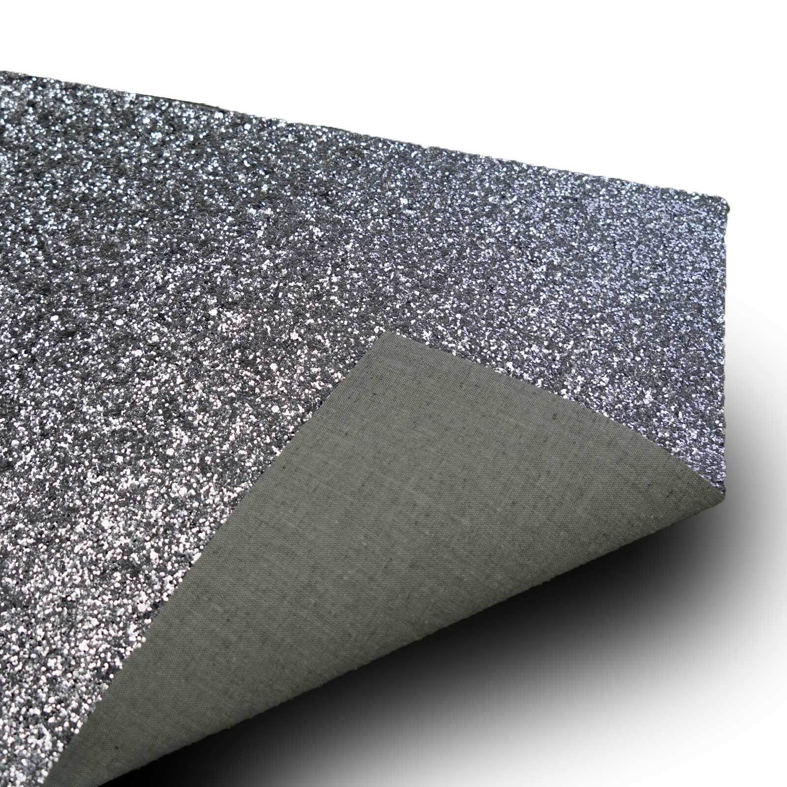 6-Pack Placemats Glitter Design Charcoal Gray Sparkle Rectangle - Non-Slip Decorative Dining Table Mats 12"x18"