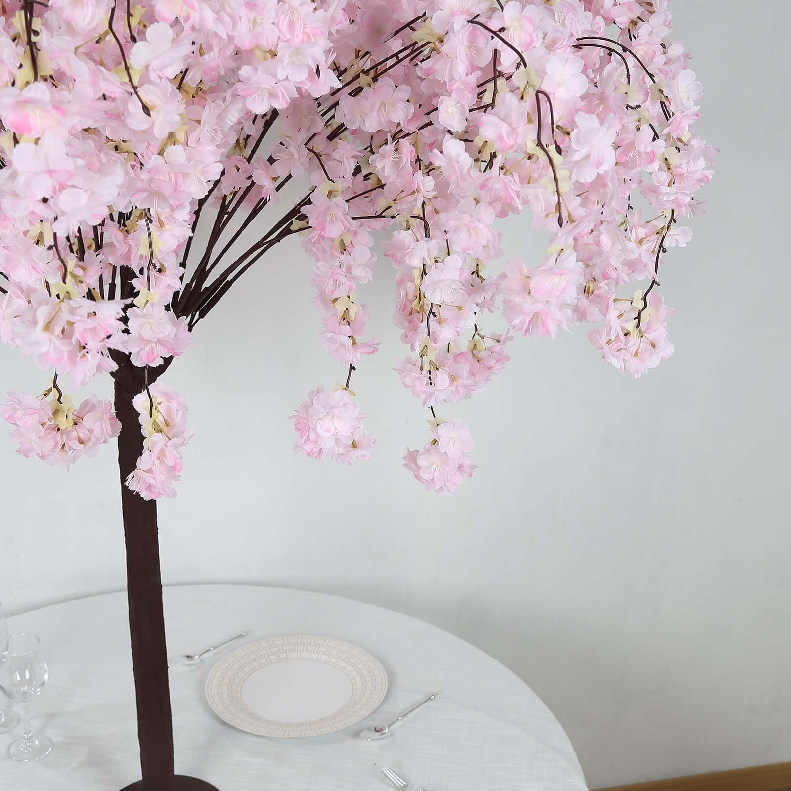 Silk Artificial Cherry Blossom Tree Blush - Realistic Faux Indoor Sakura Flowers Wishing Tree with Detachable Metal Base for Gardens Parties & Receptions 5ft