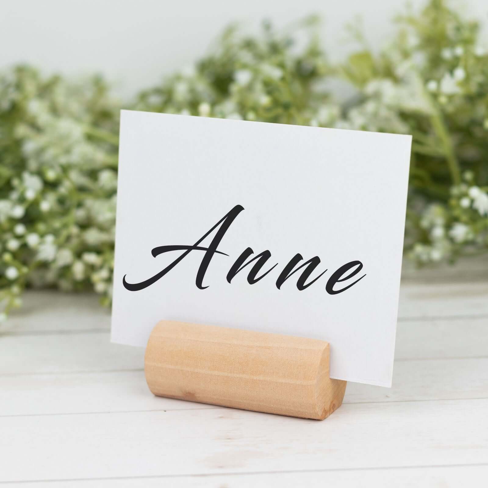 10-Pack Wooden Place Card Holders Farmhouse Cylindrical Design Natural - Rustic Table Number Stands 2"