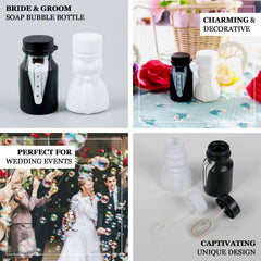 24 Pack Bride and Groom 2" Soap Bubble Bottles Wedding Party Favors, Prefilled Favor Bubbles