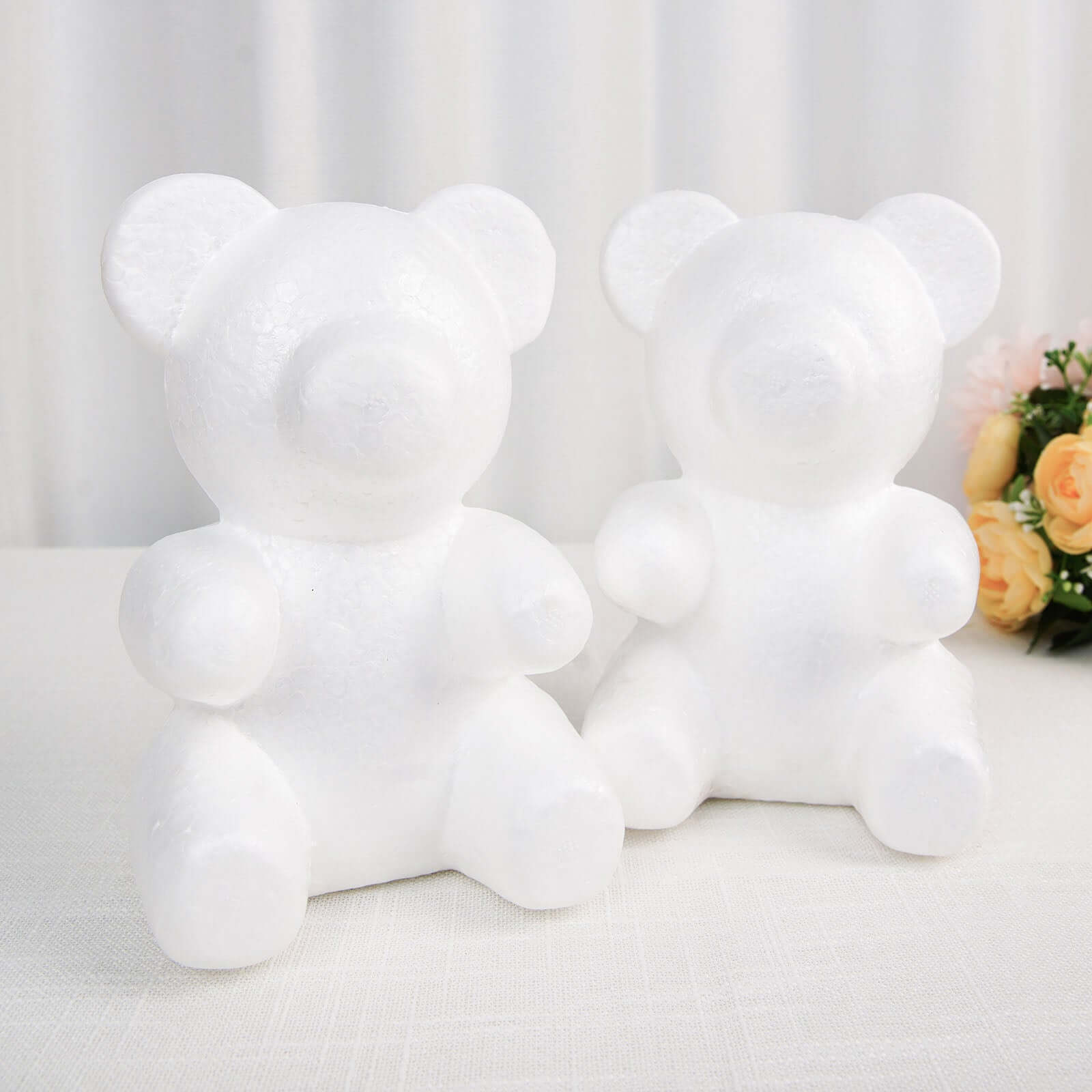 2 Pack 7" DIY White 3D Modeling StyroFoam Bears, Polystyrene Craft Foam Animals