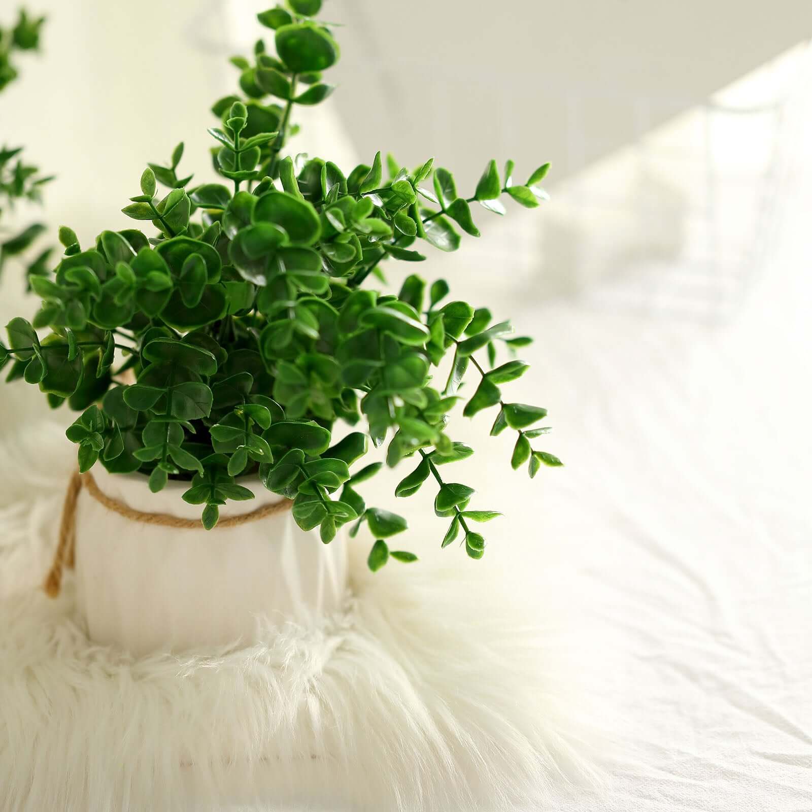 3 Stems 13" Artificial Eucalyptus Bush, Faux Greenery Bouquet Plants