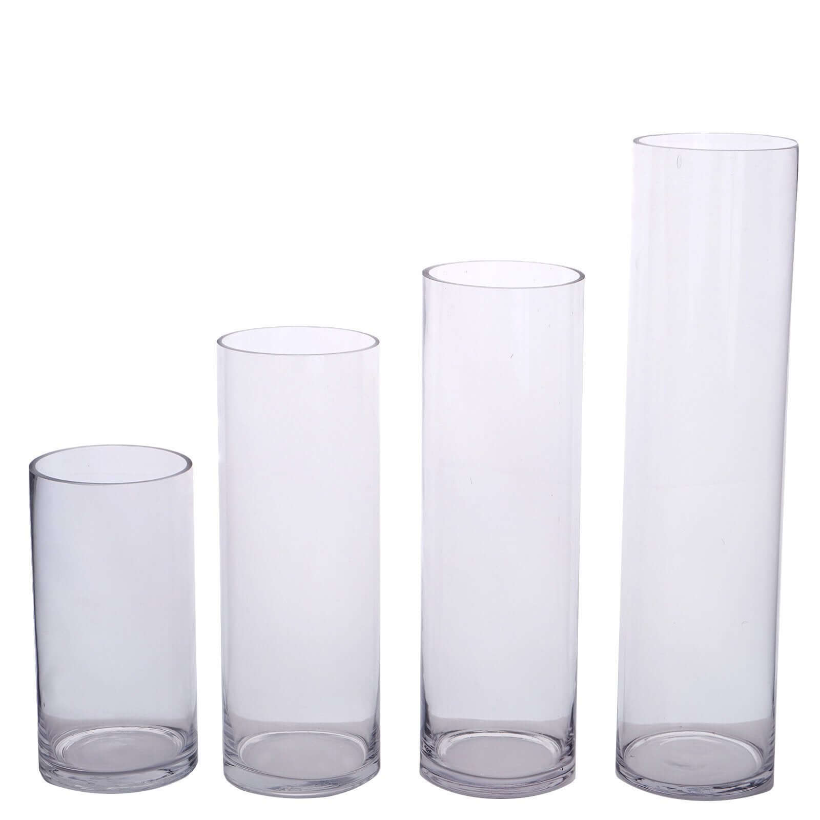 6-Pack Glass Flower Vases Cylinder Design Heavy Duty Clear - Stylish Centerpieces for Weddings 16"