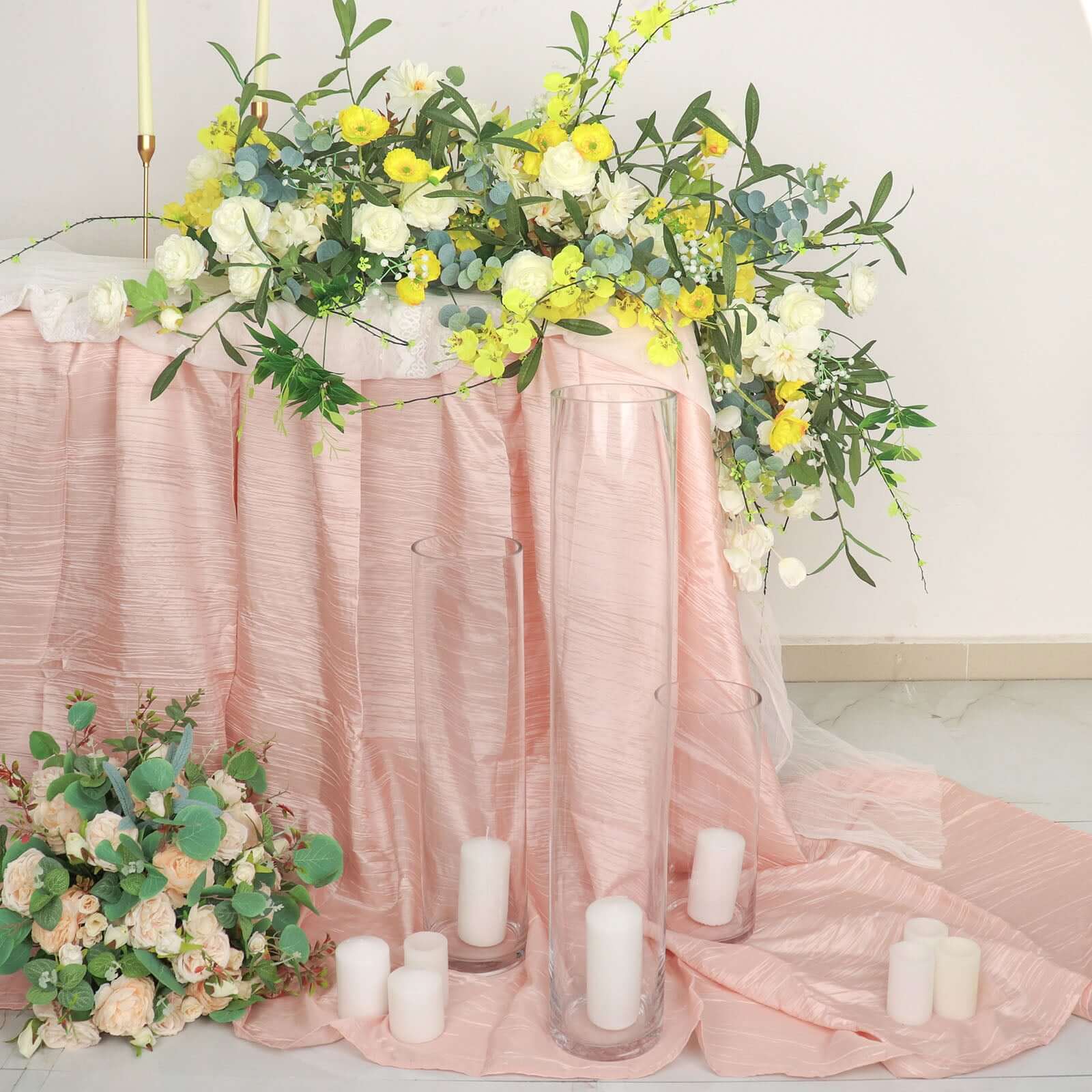 2-Pack Glass Flower Vases Cylinder Design Heavy Duty Clear - Stylish Centerpieces for Weddings 28"