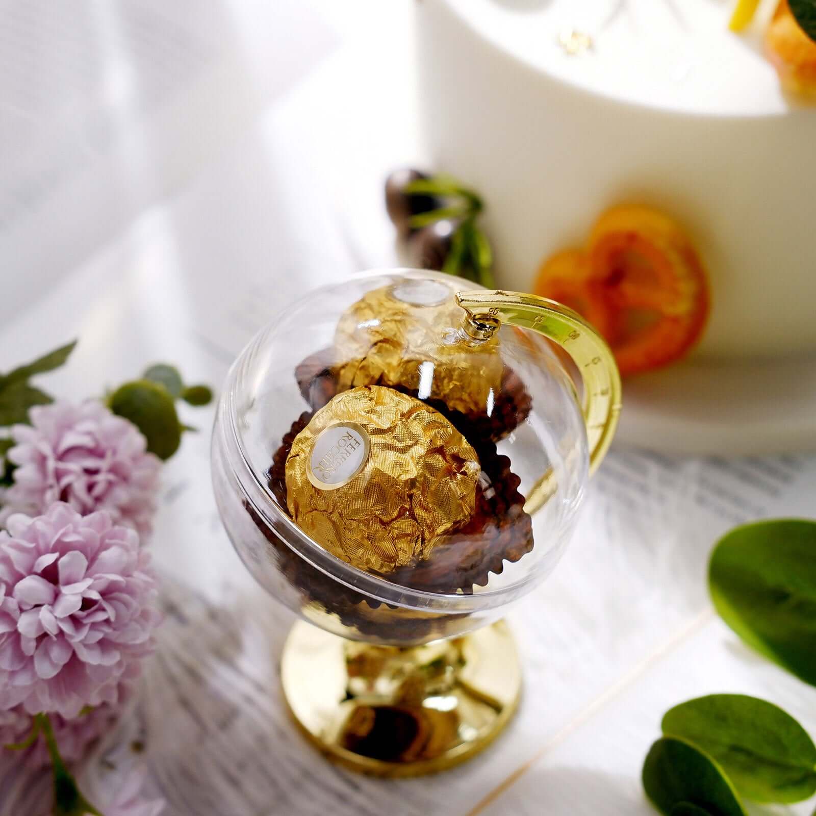 12-Pack Fillable Mini Globe Candy Container Clear Gold - Stylish Candy Treat Favor Containers 4.5"