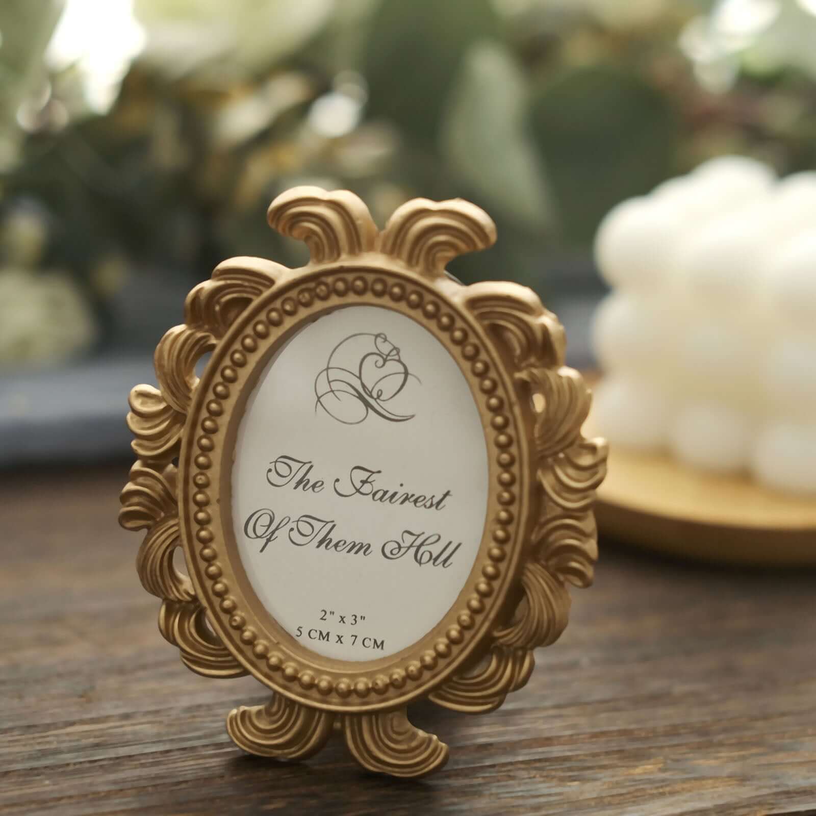 4-Pack Picture Frames Gold Resin Decorative Baroque Oval Design - Beaded Place Card Holders & Party Favors 4"