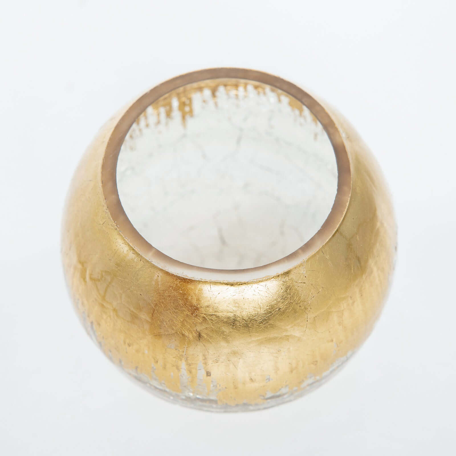 Glass Bud Vase Gold Foiled Crackle Bubble Bowl - Classy Floral Centerpiece for Weddings 4"