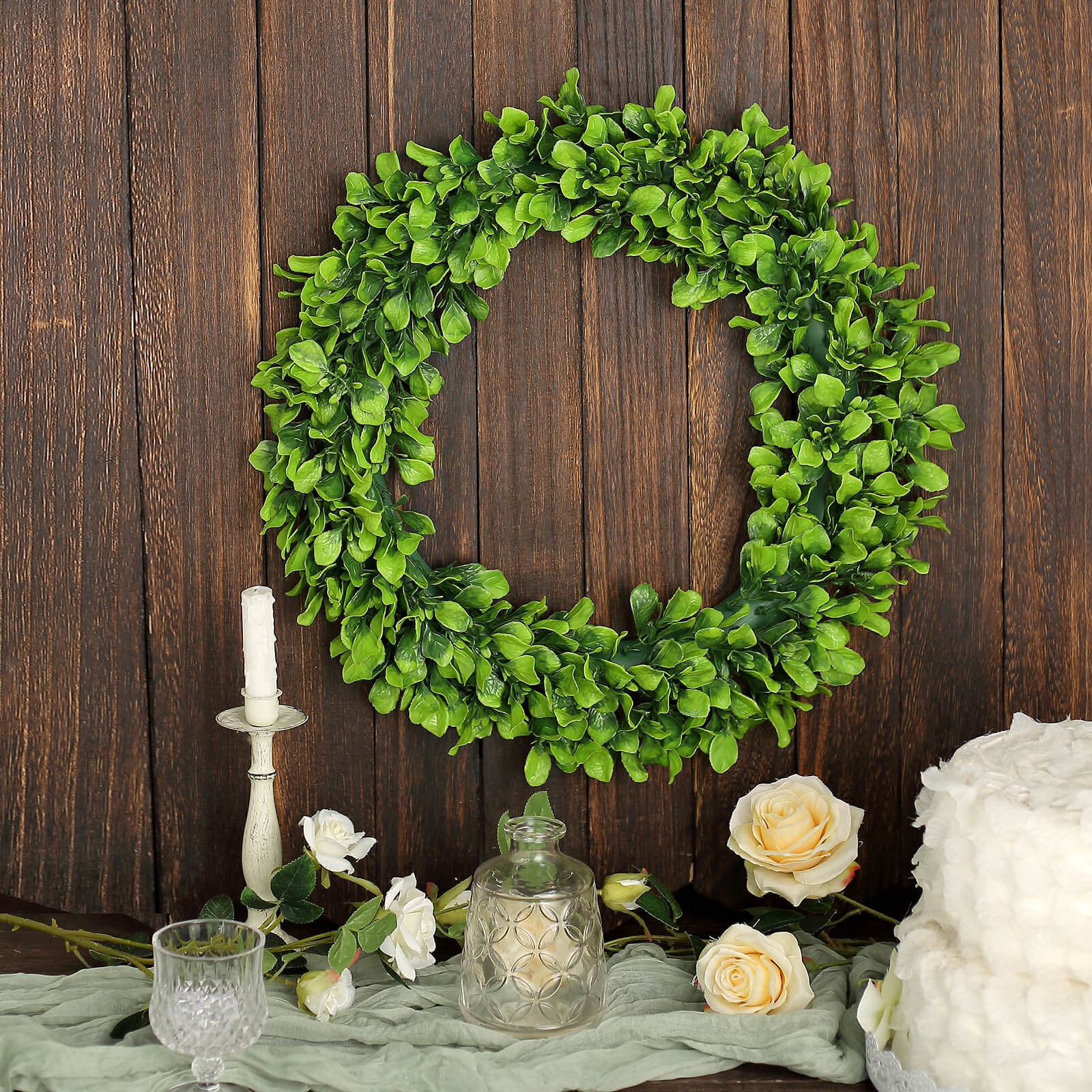 2 Pack 21" Green Artificial Lifelike Jasmine Leaf Spring Wreaths