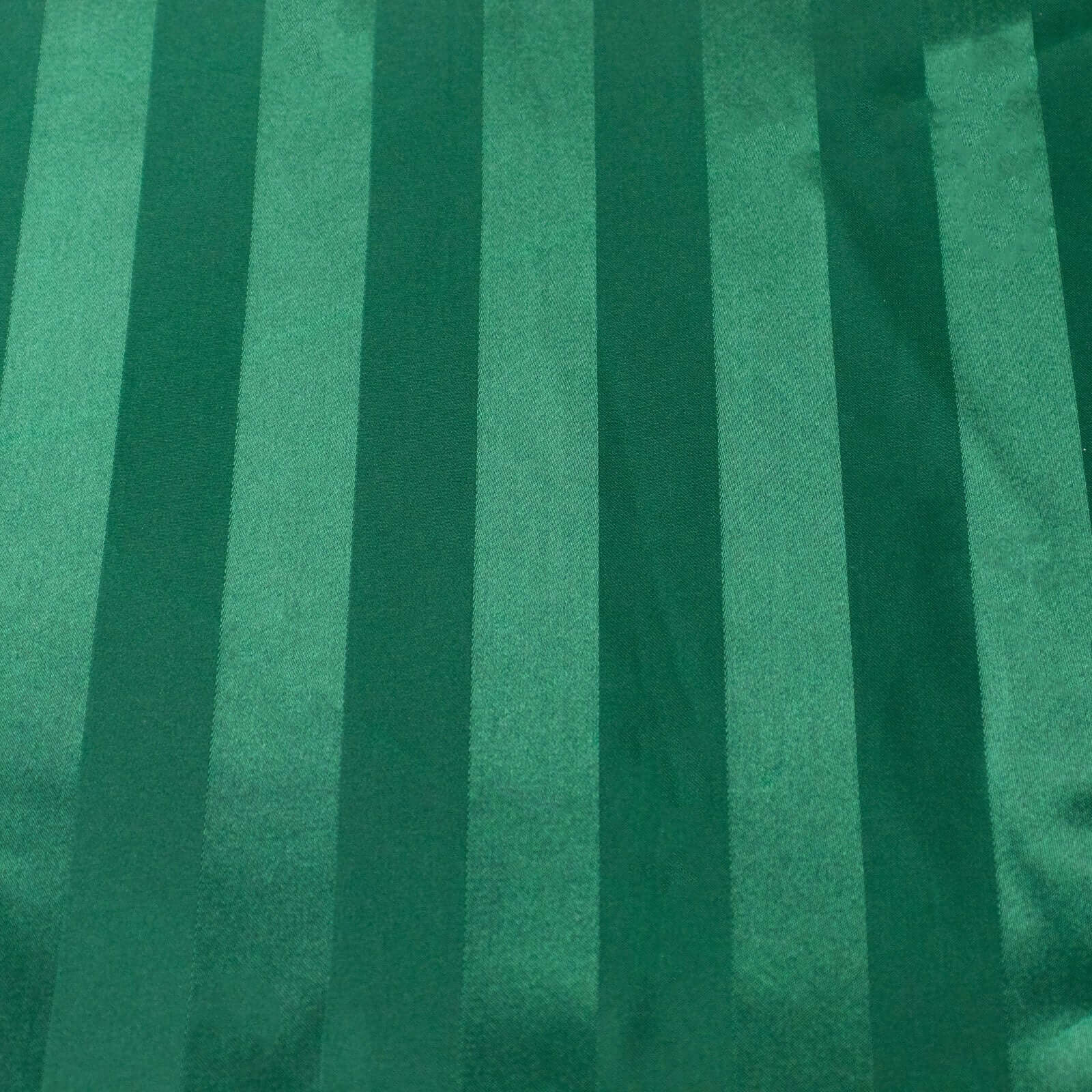 Satin Striped 90"x132" Rectangular Tablecloth Hunter Emerald Green Satin Stripe - Seamless Silky Smooth Table Cover
