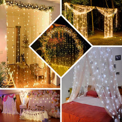 5ftx8ft Cool White 192 LED Icicle Curtain Fairy String Lights with 8 Modes