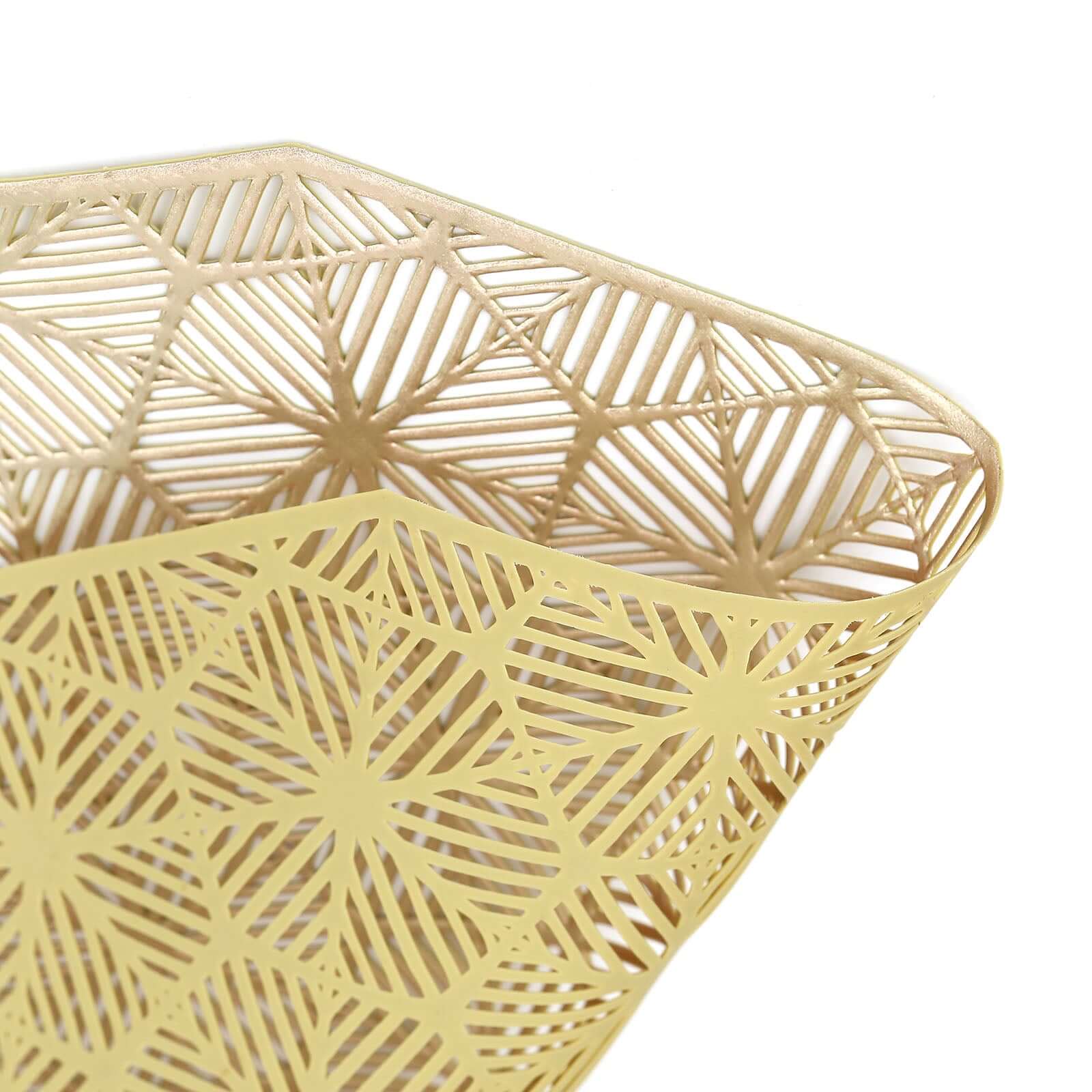 6-Pack Dining Table Mats Geometric Woven Design Gold - Vinyl Non-Slip Surface for Modern Table Settings 15"
