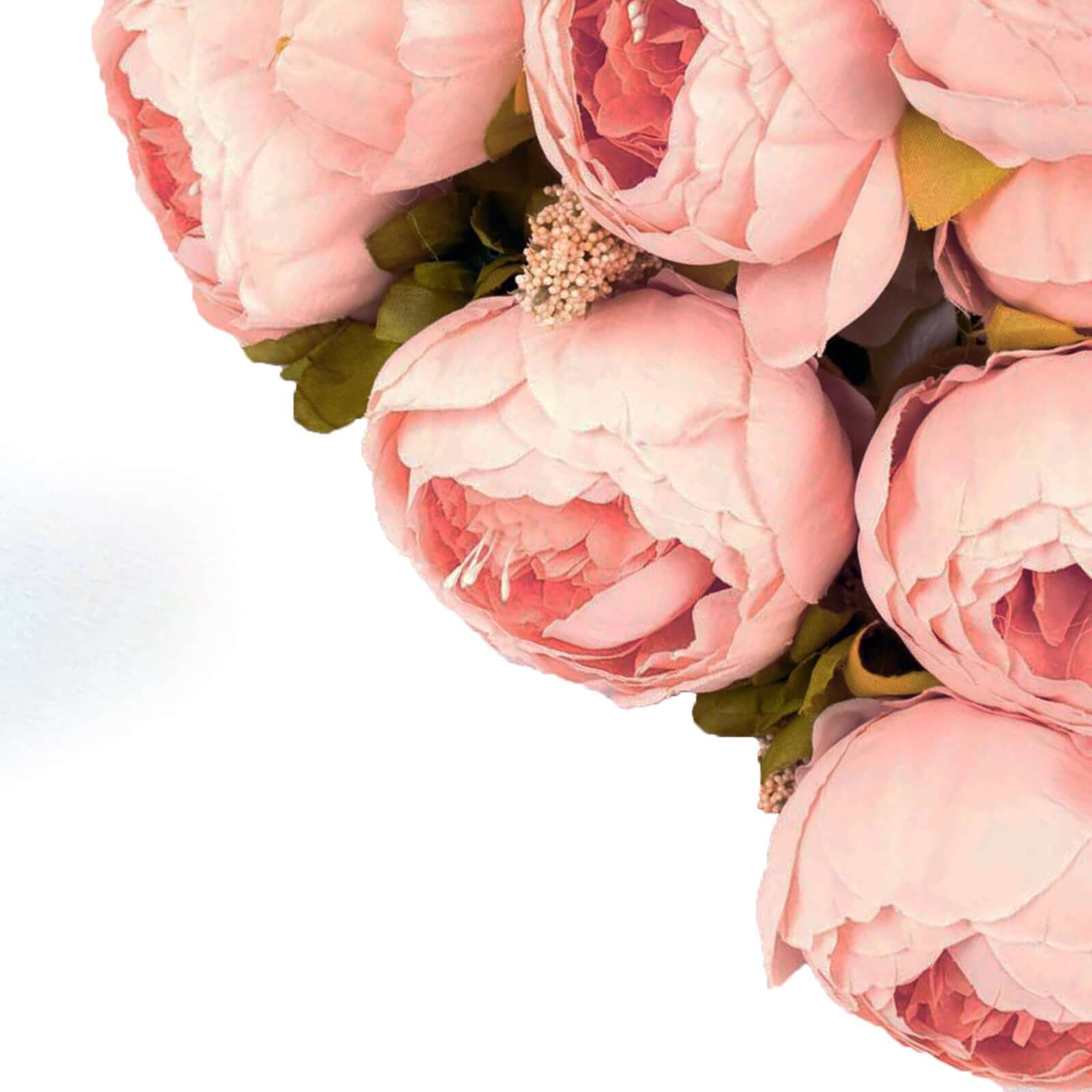 2 Pack 19" Pink Artificial Peony Flower Wedding Bouquets, Faux Silk Flower Arrangements