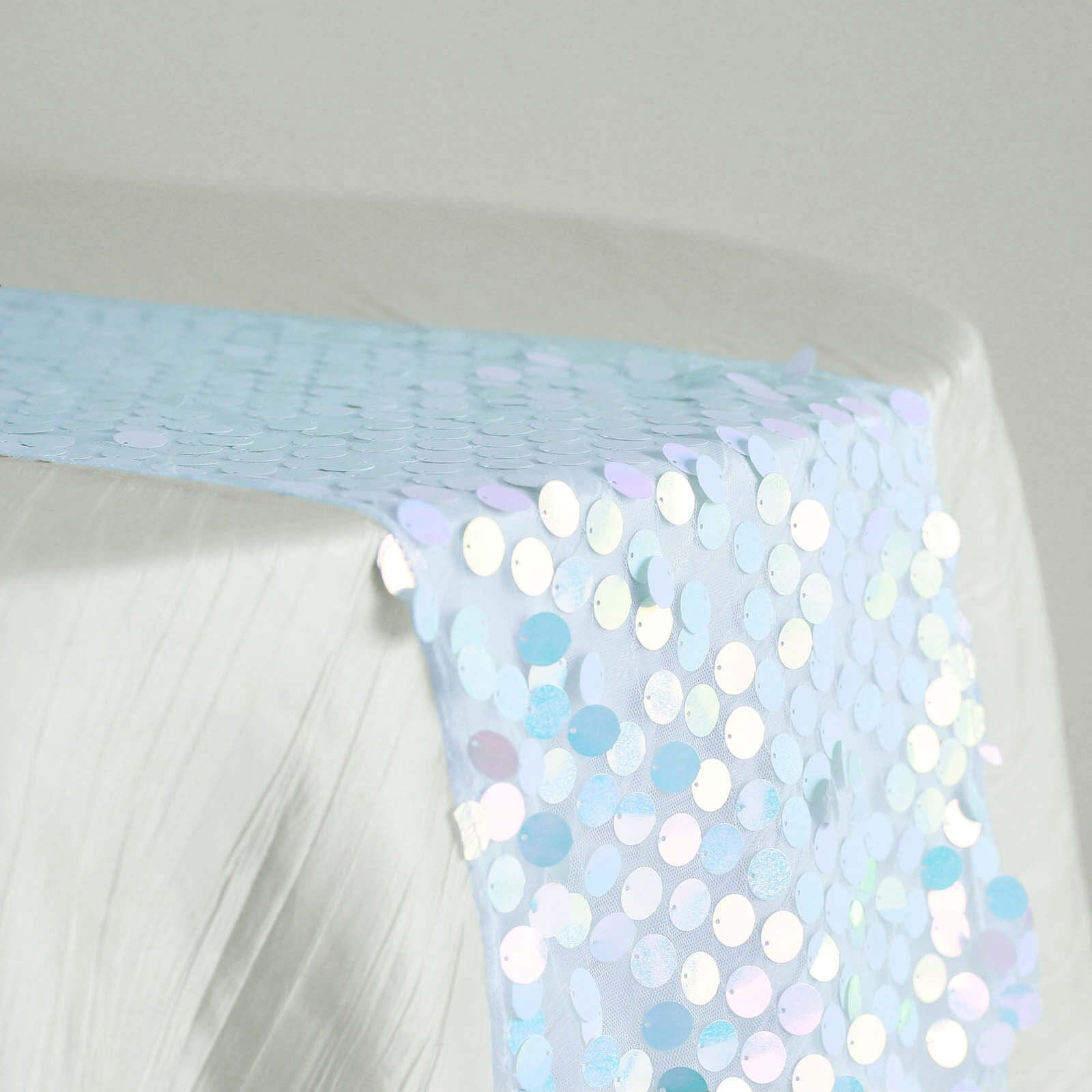 Big Payette Sequin 13"x108" Table Runner Iridescent Blue - Dazzling Design