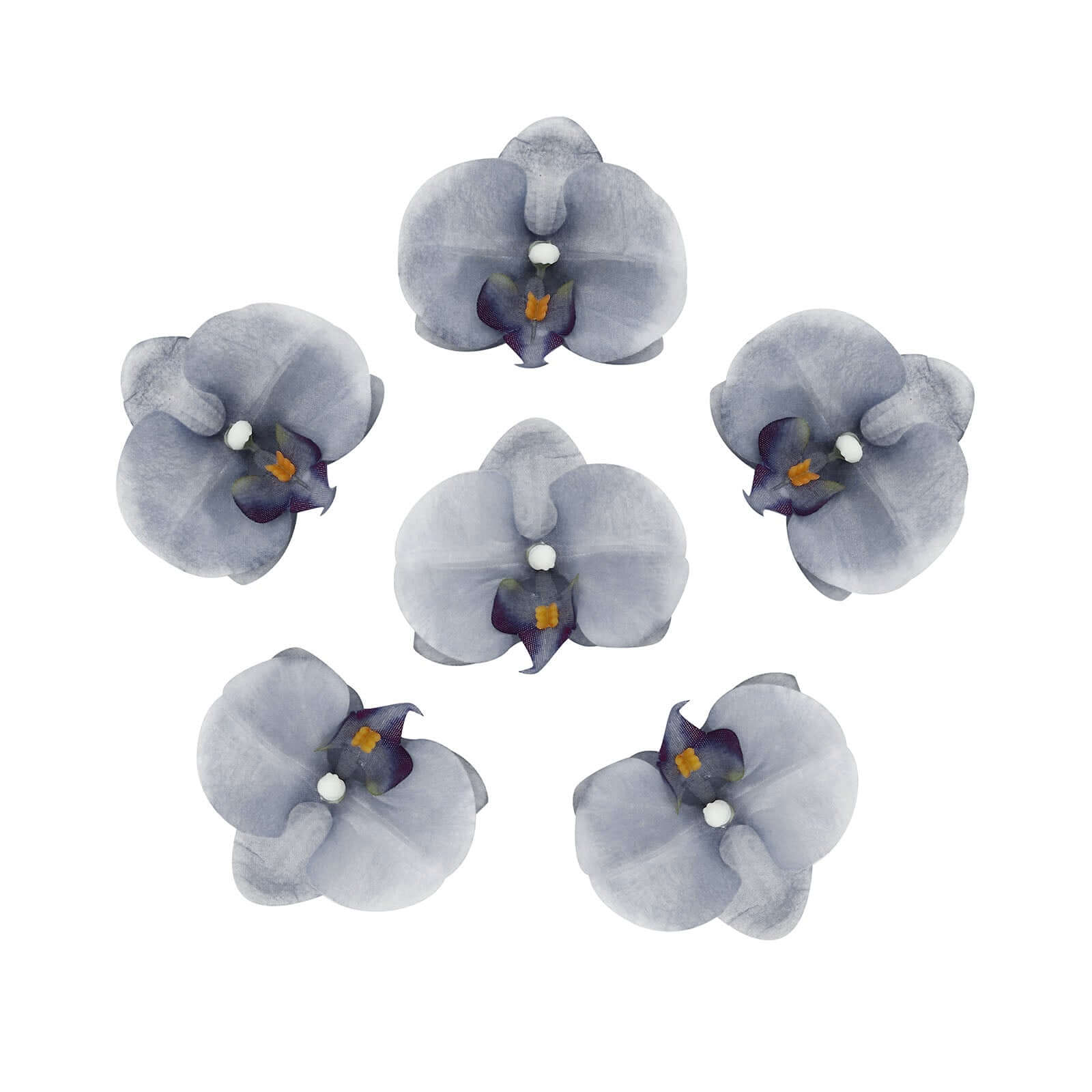 20 Silk Artificial Orchids Flower Heads Charcoal Gray - Versatile Floral Accents for DIY Floral Arrangements Corsages & Event Decor 4"