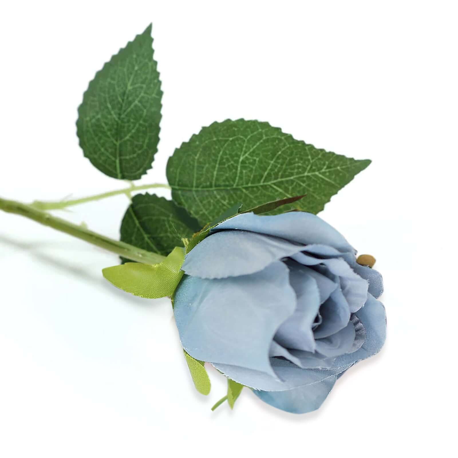31" 24Pcs Dusty Blue Long Stem Artificial Silk Roses Flowers