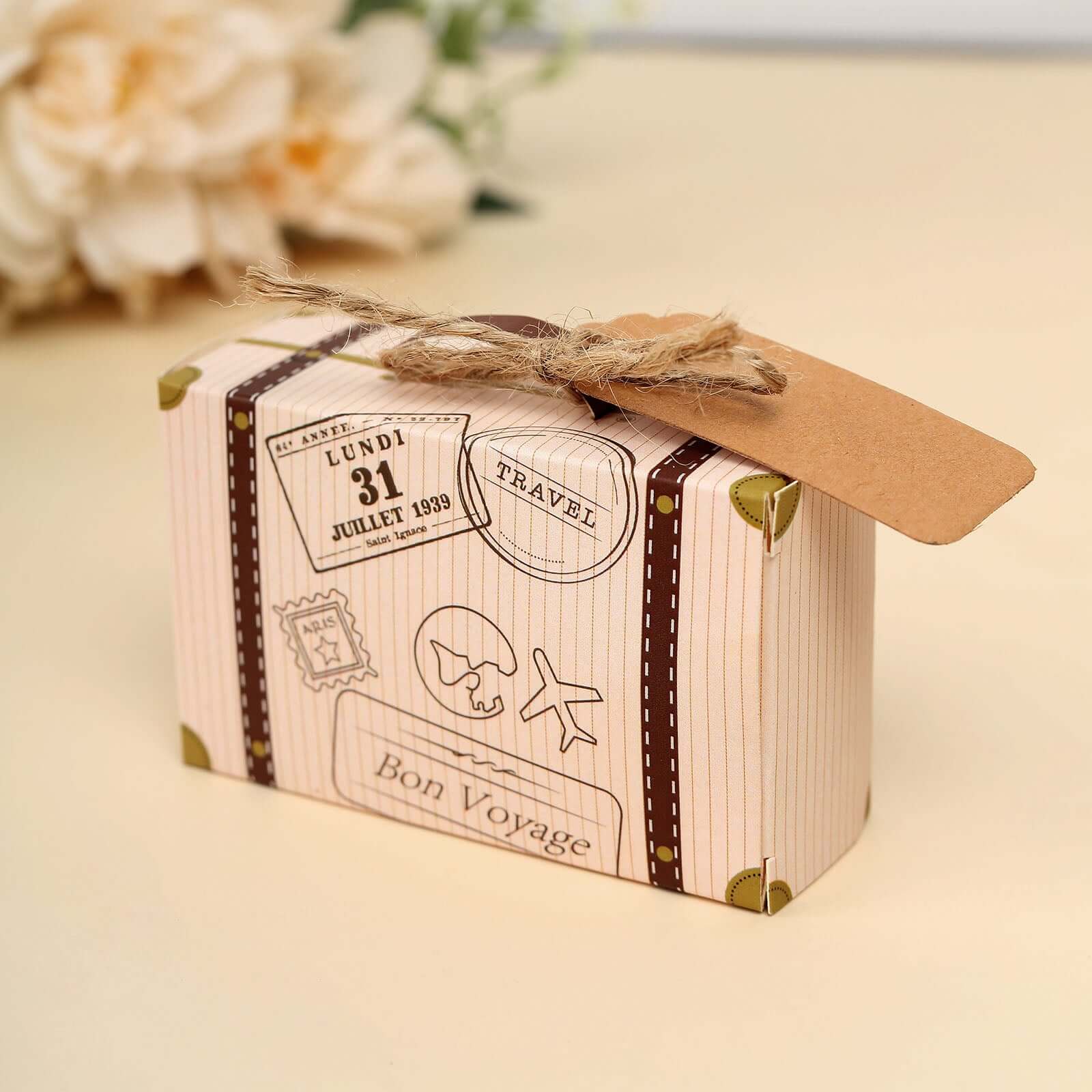 24 Pack Vintage Airplane Suitcase Wedding Party Favor Candy Gift Box