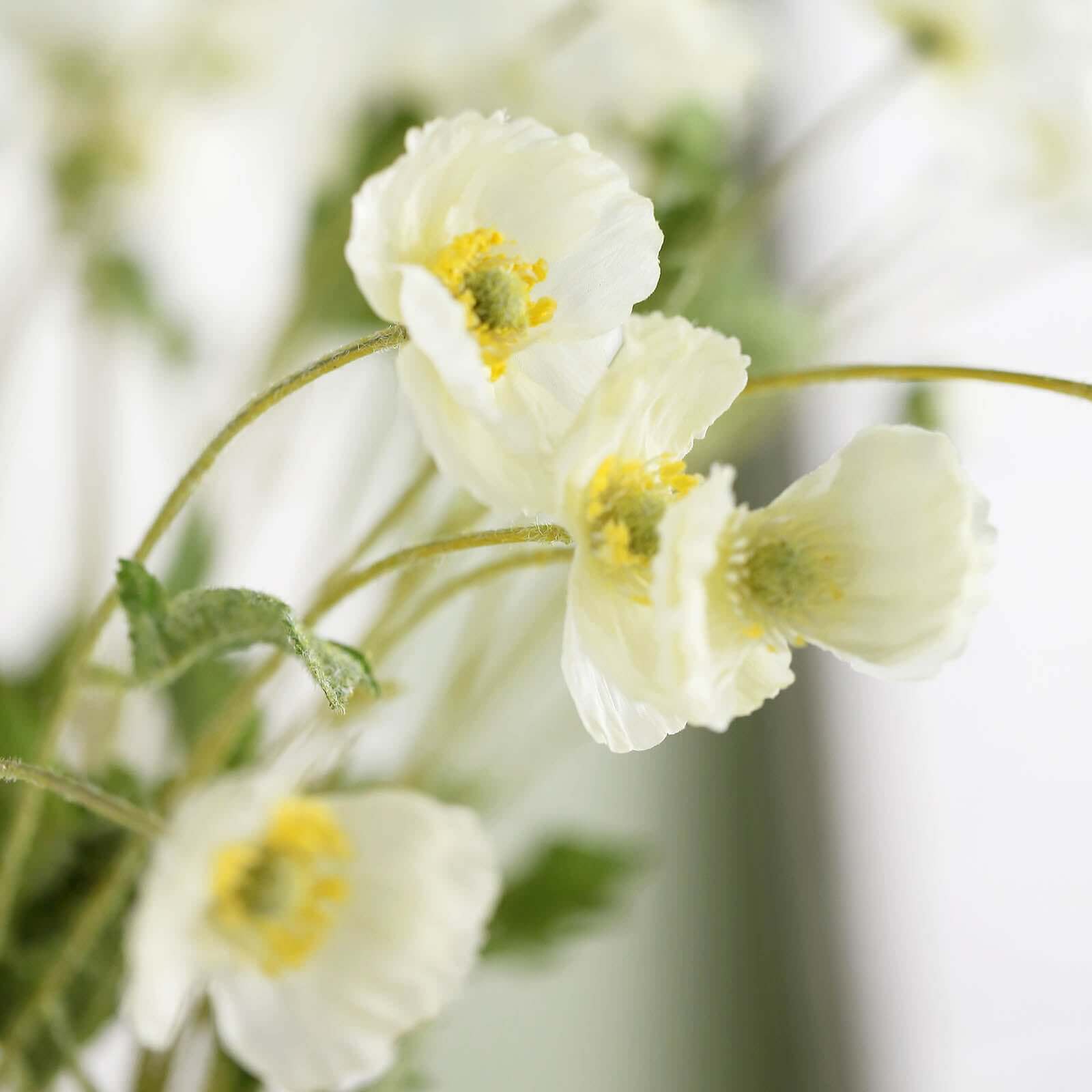 2 Stems 33" Ivory Artificial Silk Poppy Flower Bouquet Bushes