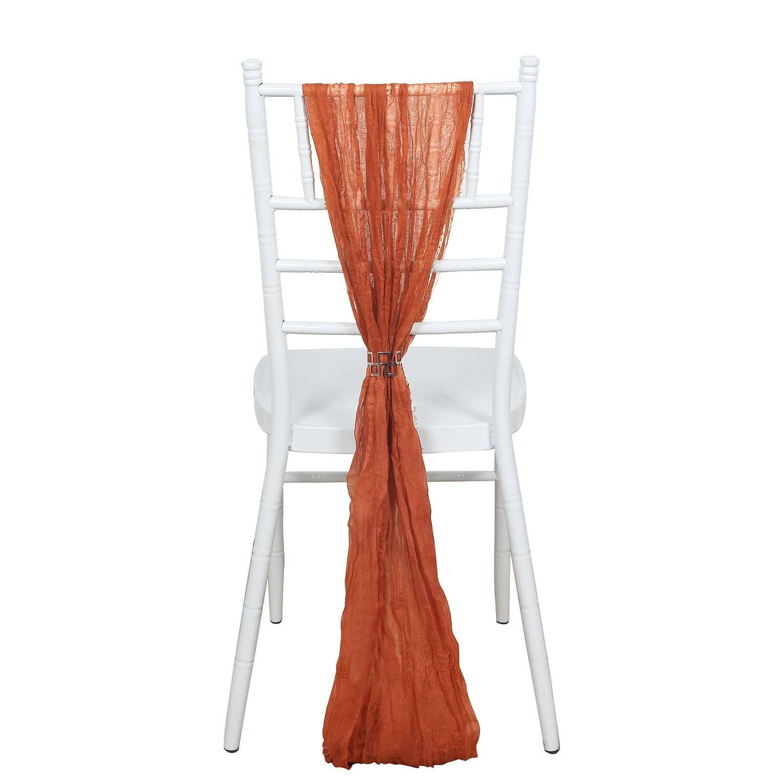 5 Pack Cheesecloth Gauze 16"x88" Chair Sashes Terracotta (Rust) - Boho Chair Decorations